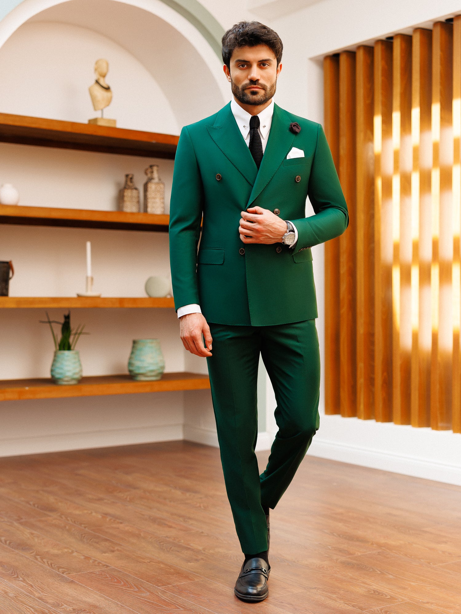 Green Double Breasted Suit 2-Piece