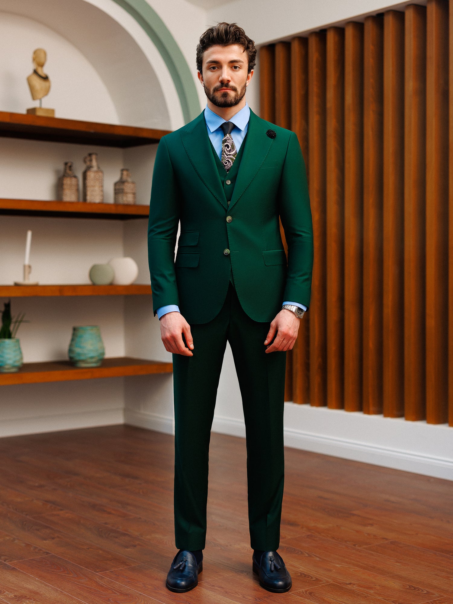 Green Slim-Fit Suit 3-Piece