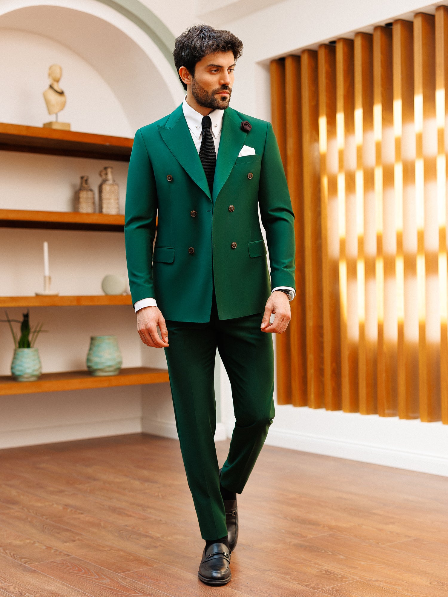 Green Double Breasted Suit 2-Piece