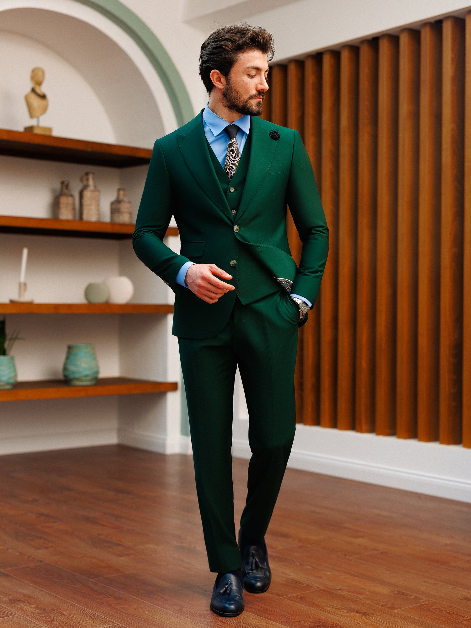 Green Slim-Fit Suit 3-Piece