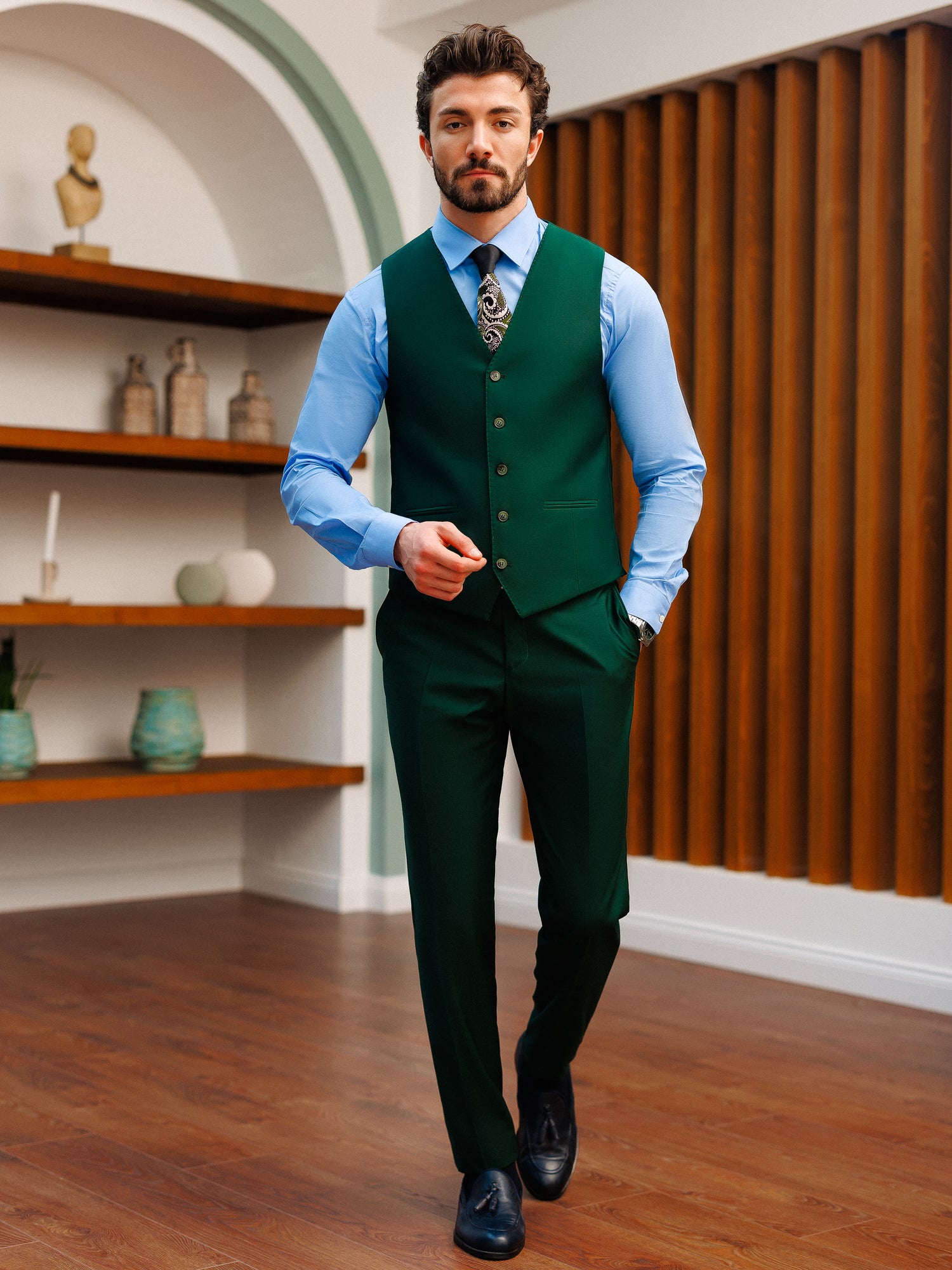 Green Slim-Fit Suit 3-Piece