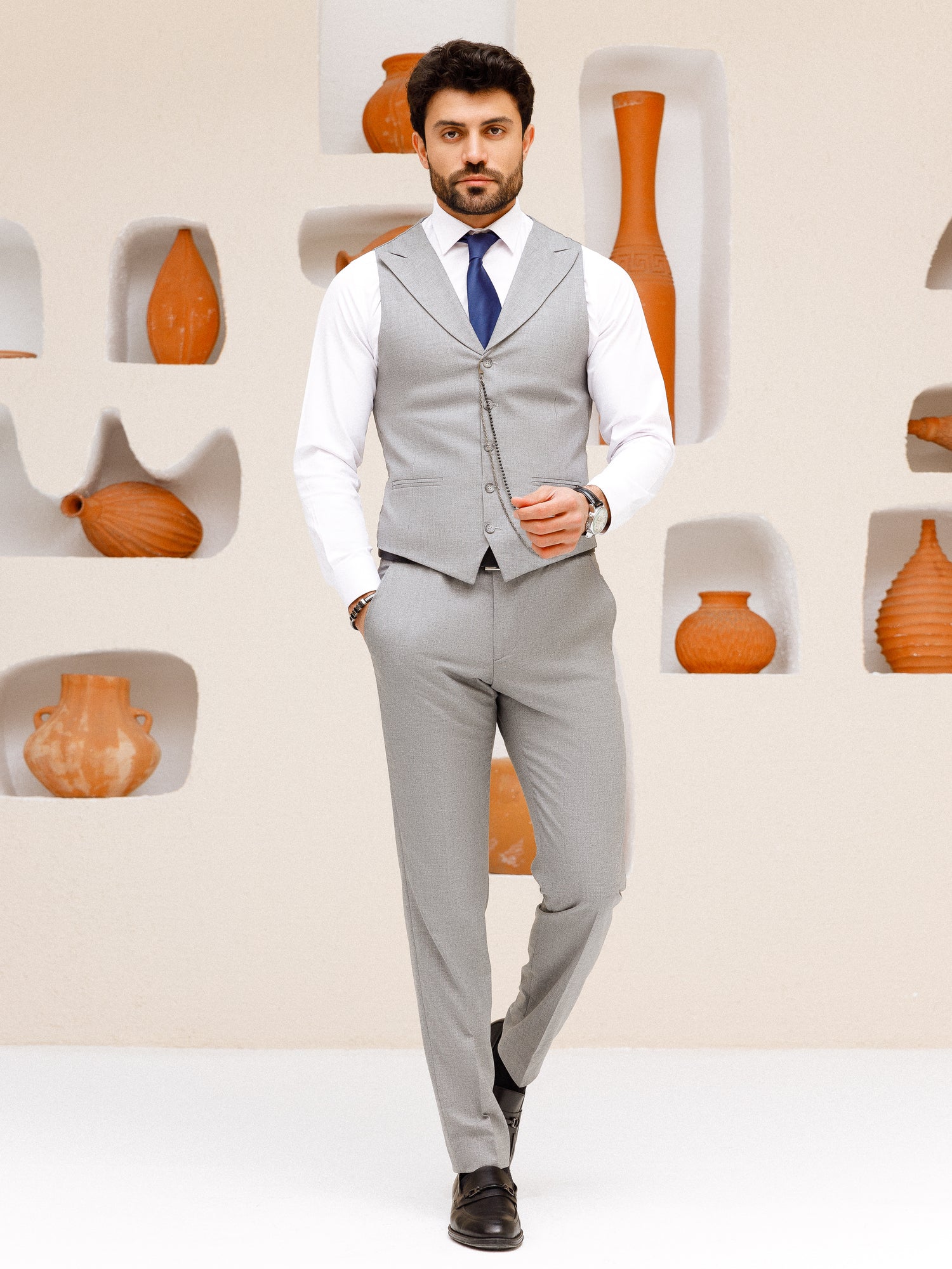 Grey Slim-Fit Suit 3-Piece
