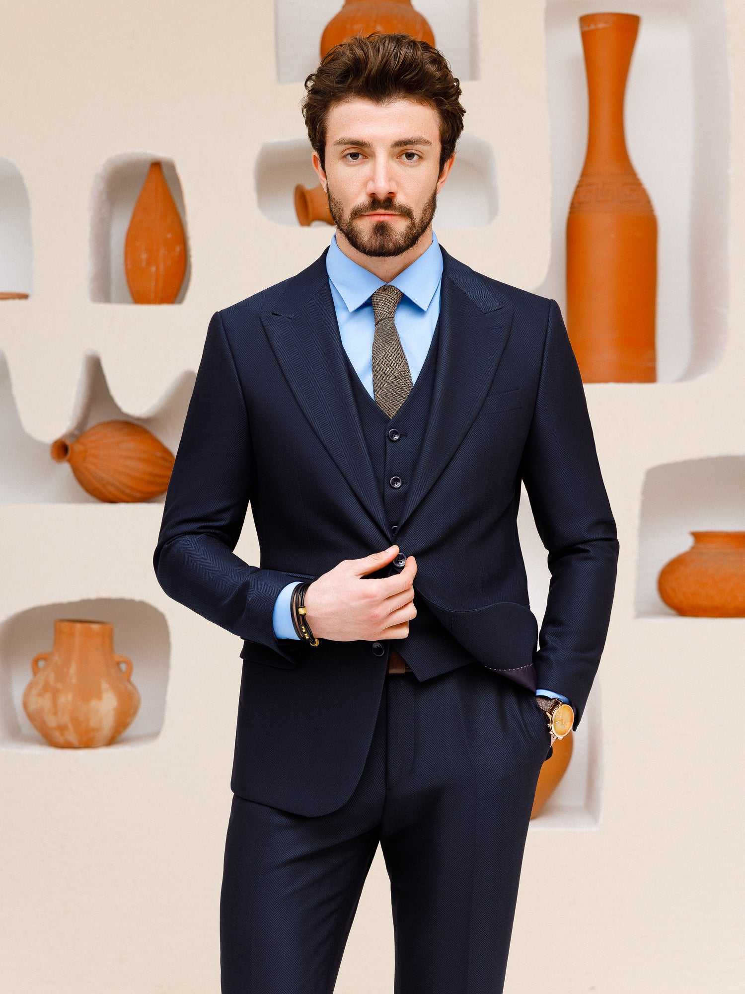 Navy Slim-Fit Suit 3-Piece