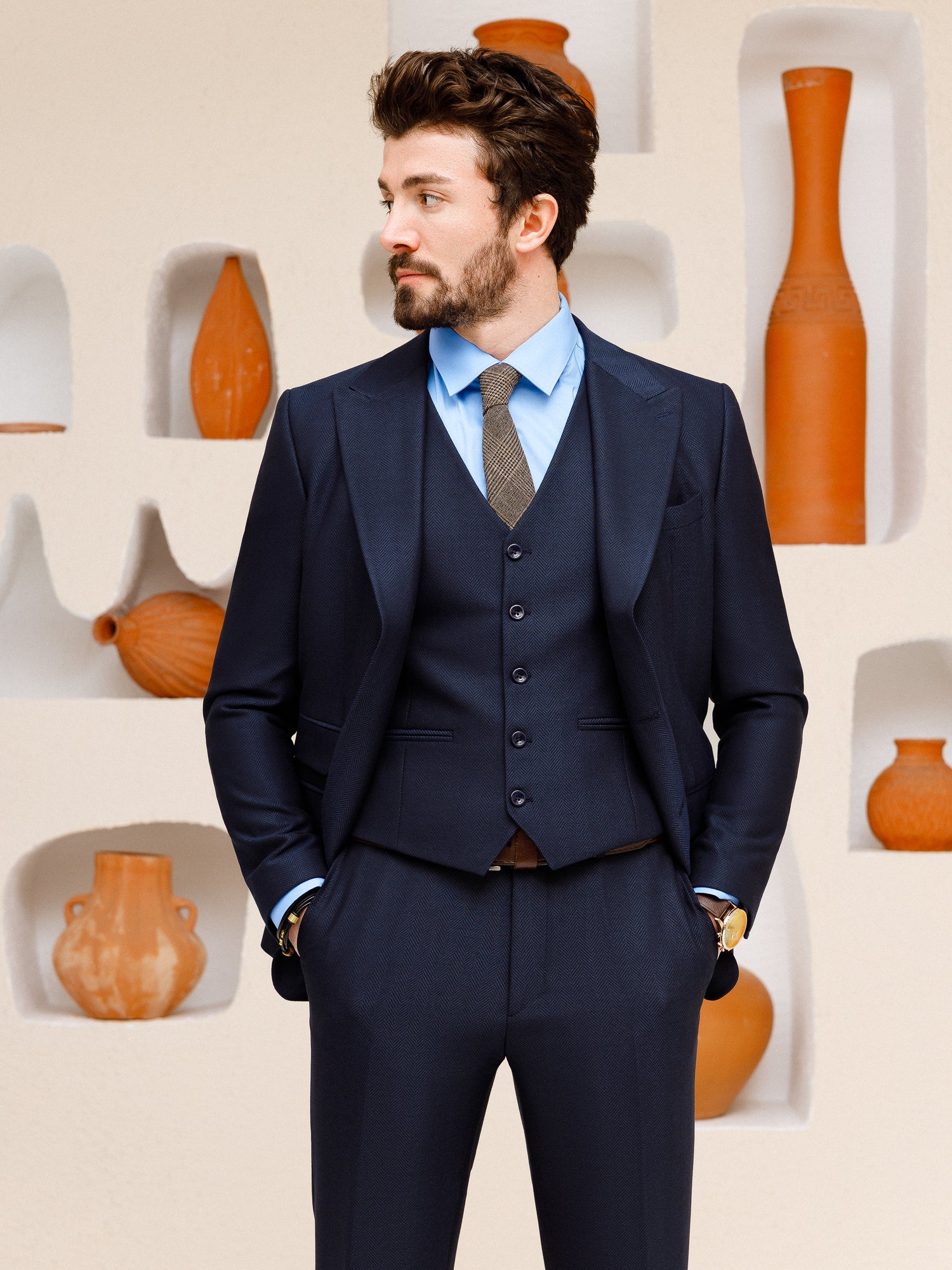 Navy Slim-Fit Suit 3-Piece