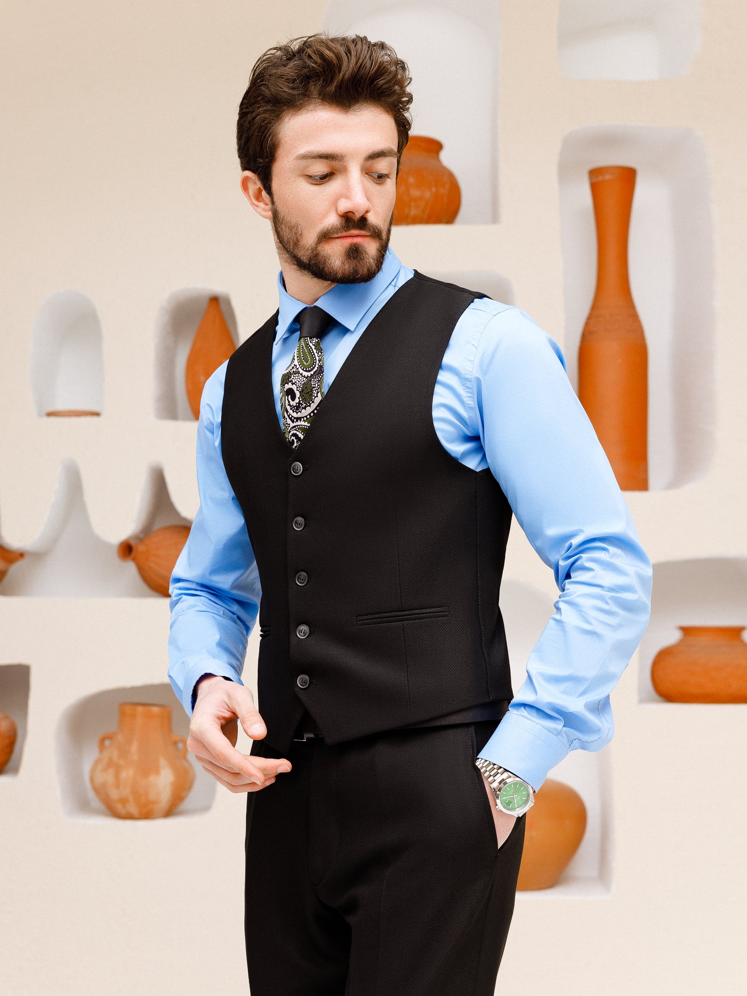 Black Slim-Fit Suit 3-Piece
