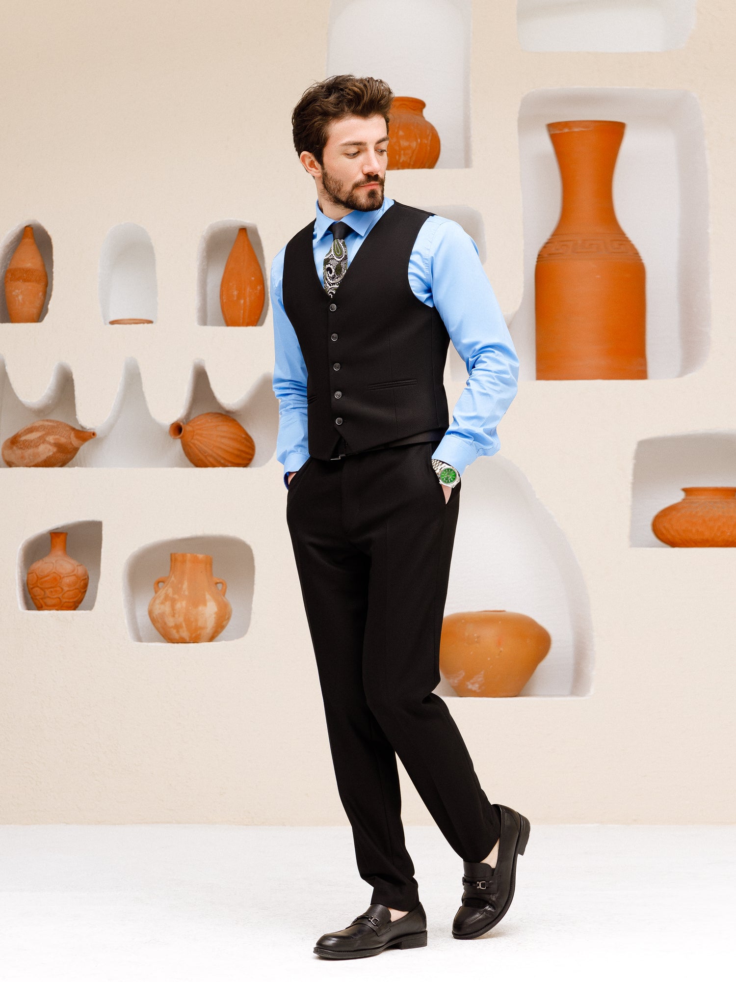 Black Slim-Fit Suit 3-Piece