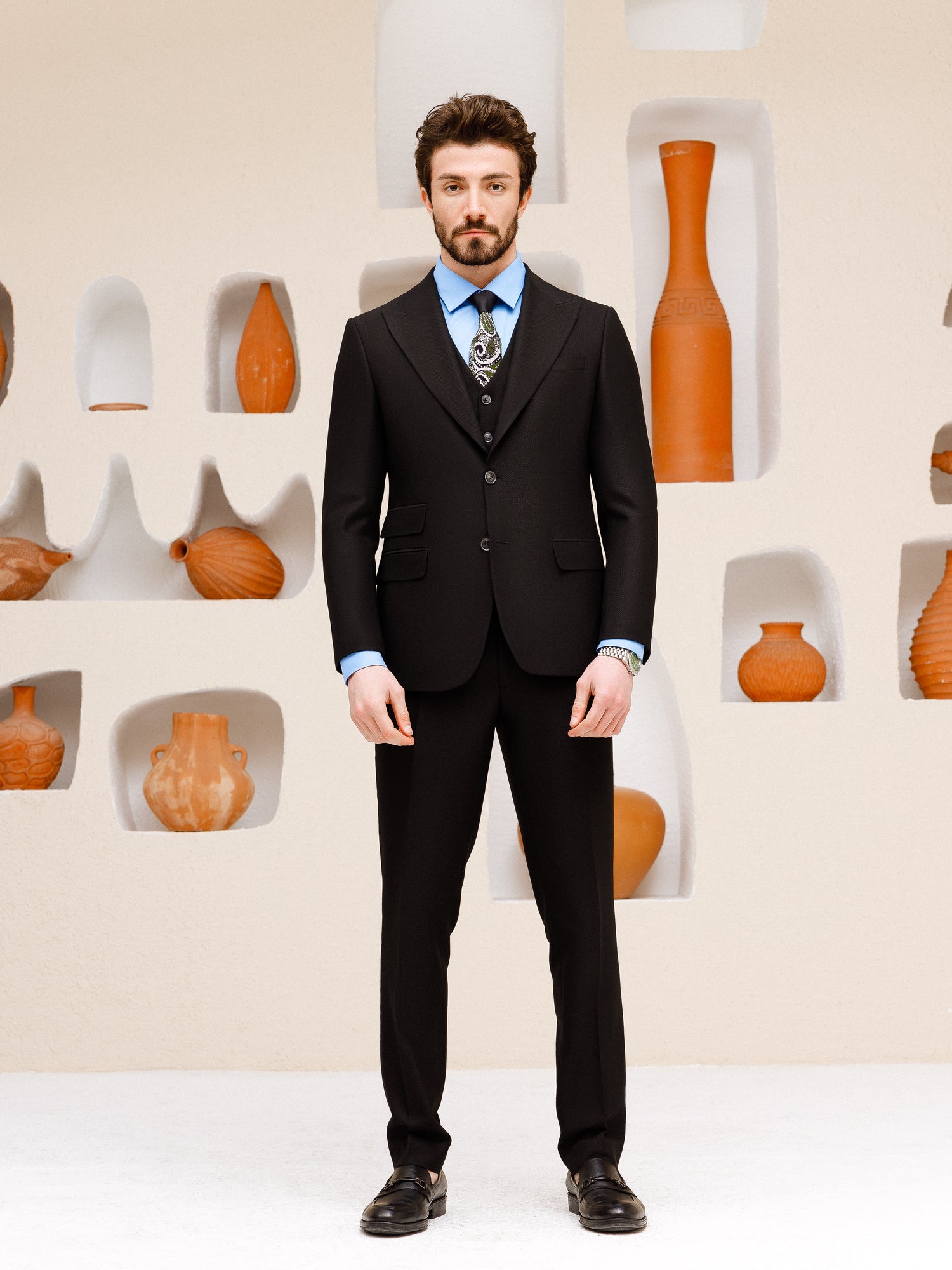 Black Slim-Fit Suit 3-Piece