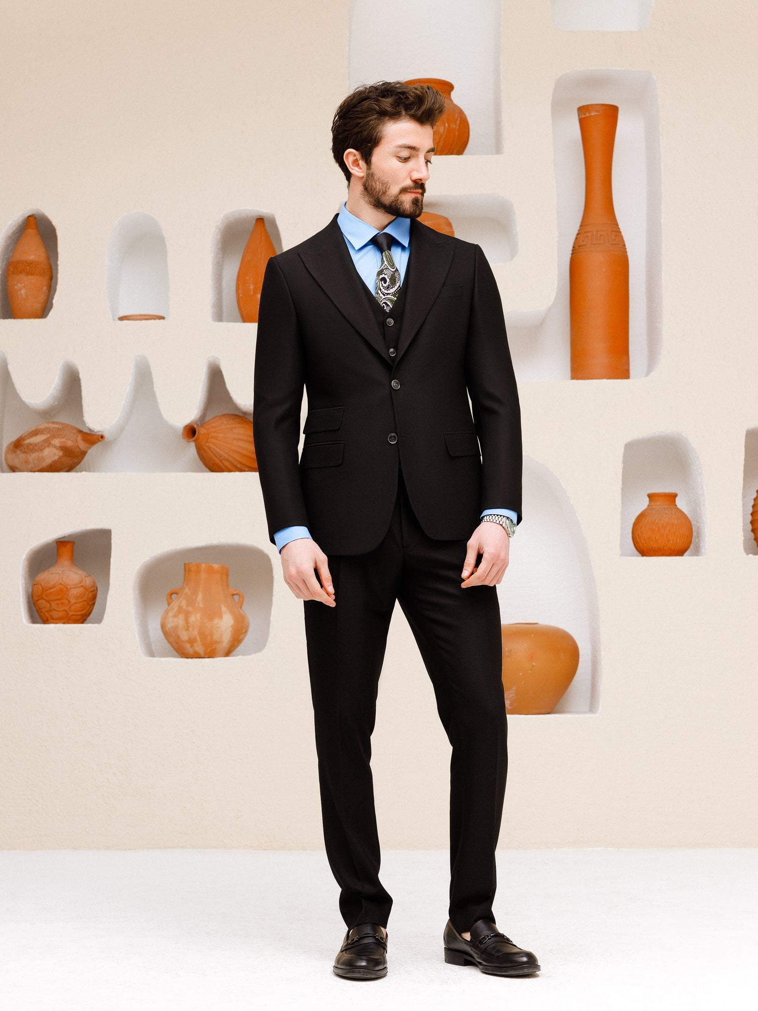 Black Slim-Fit Suit 3-Piece