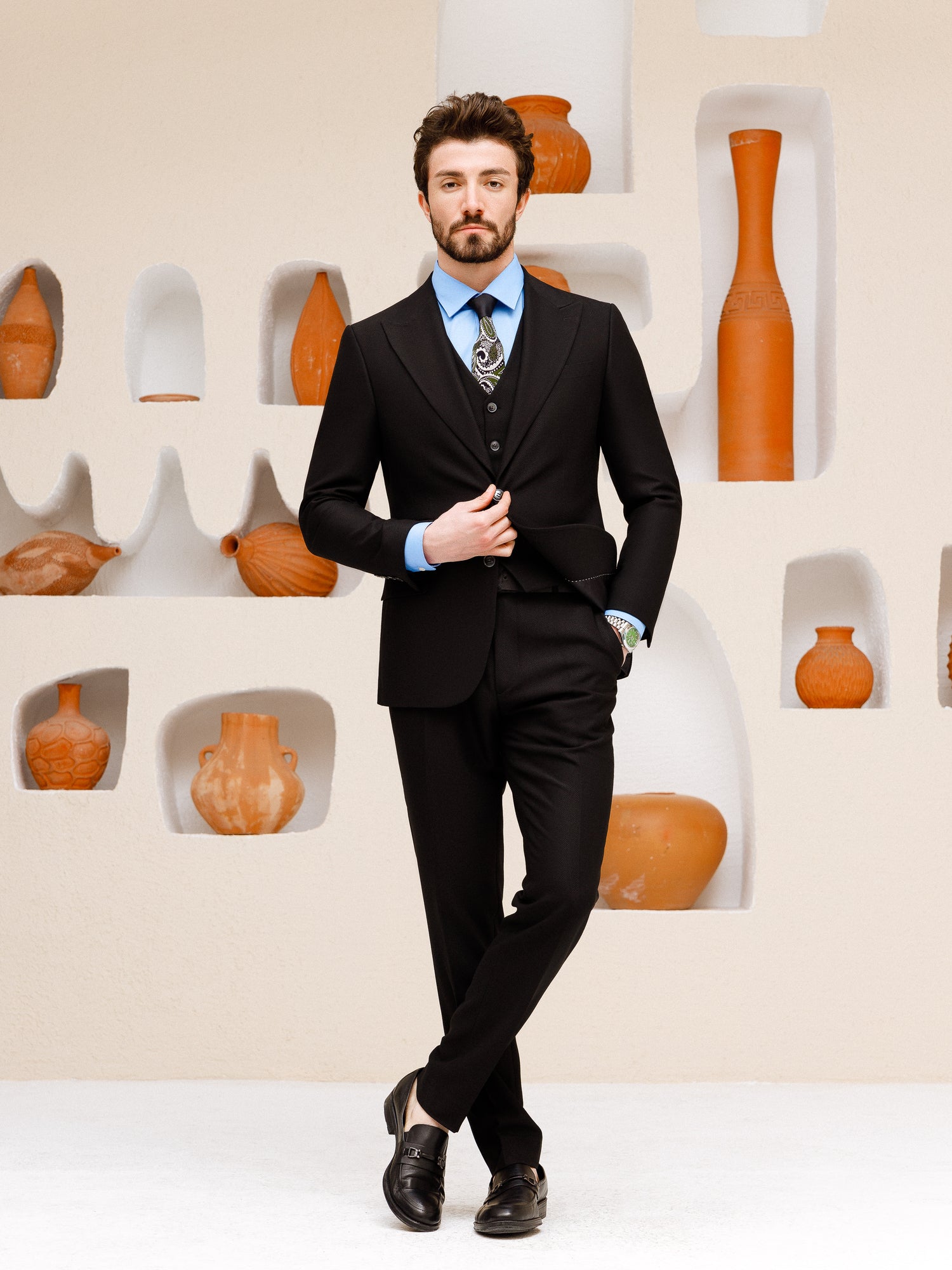 Black Slim-Fit Suit 3-Piece