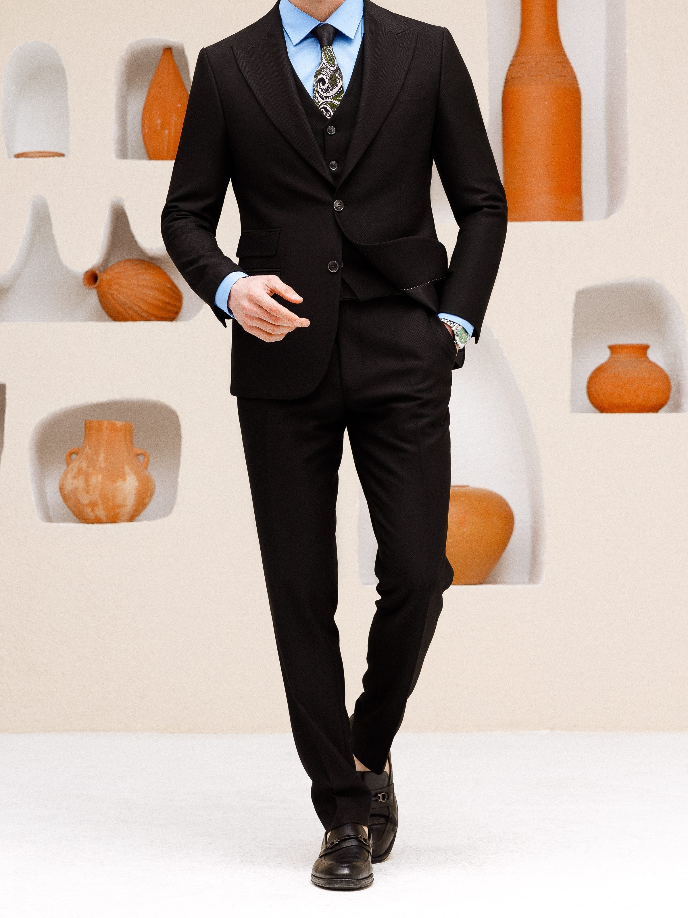 Black Slim-Fit Suit 3-Piece