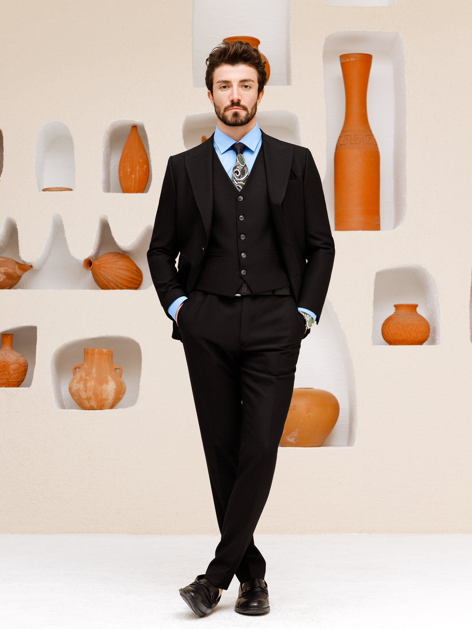 Black Slim-Fit Suit 3-Piece