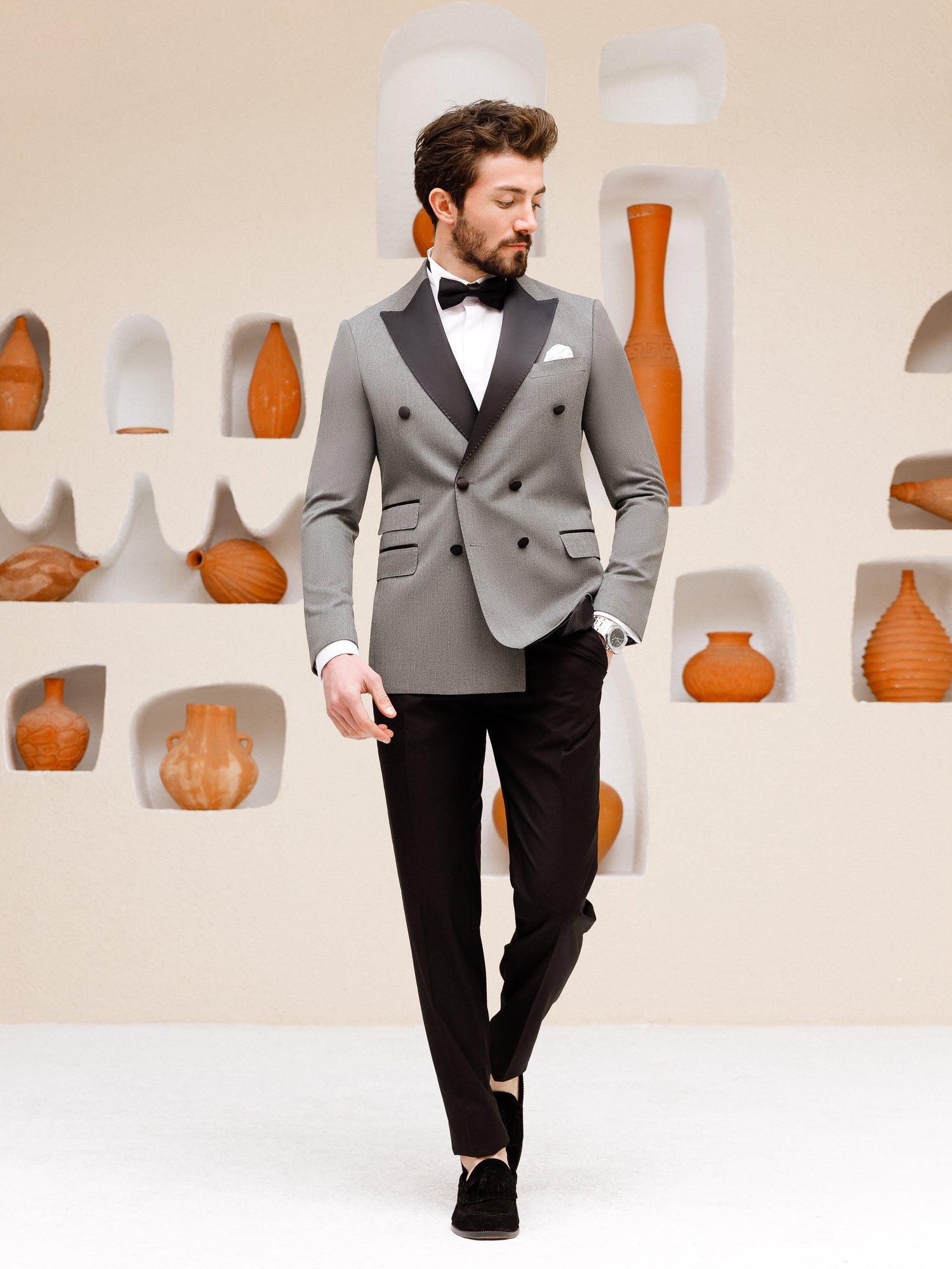 Grey Double Breasted Tuxedo 2-Piece