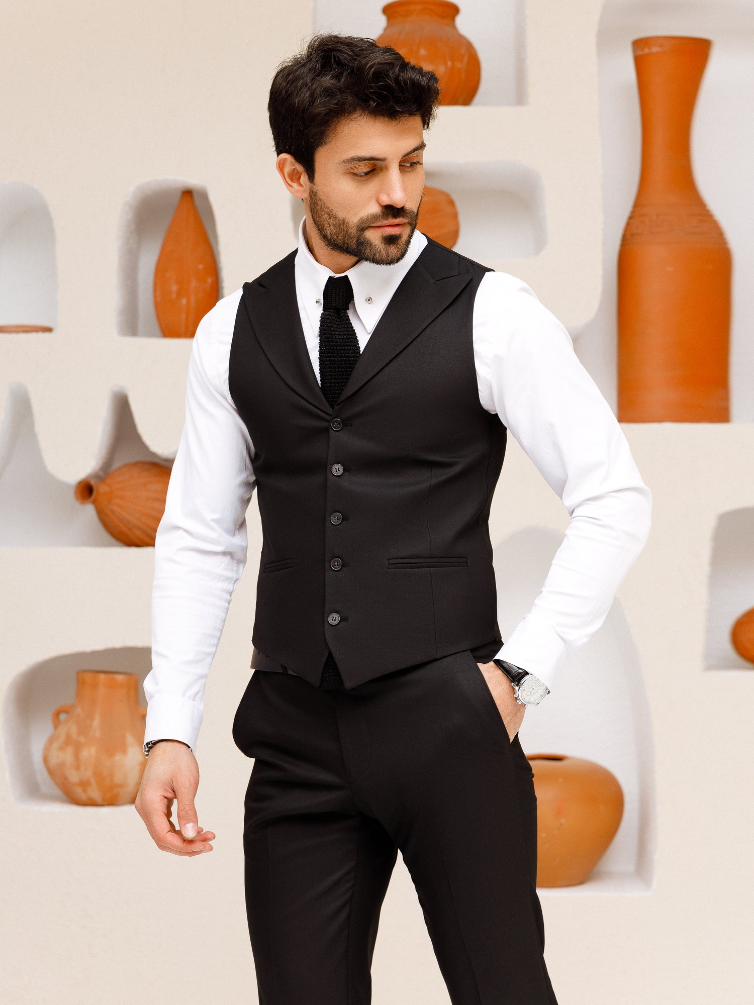 Black Slim-Fit Suit 3-Piece