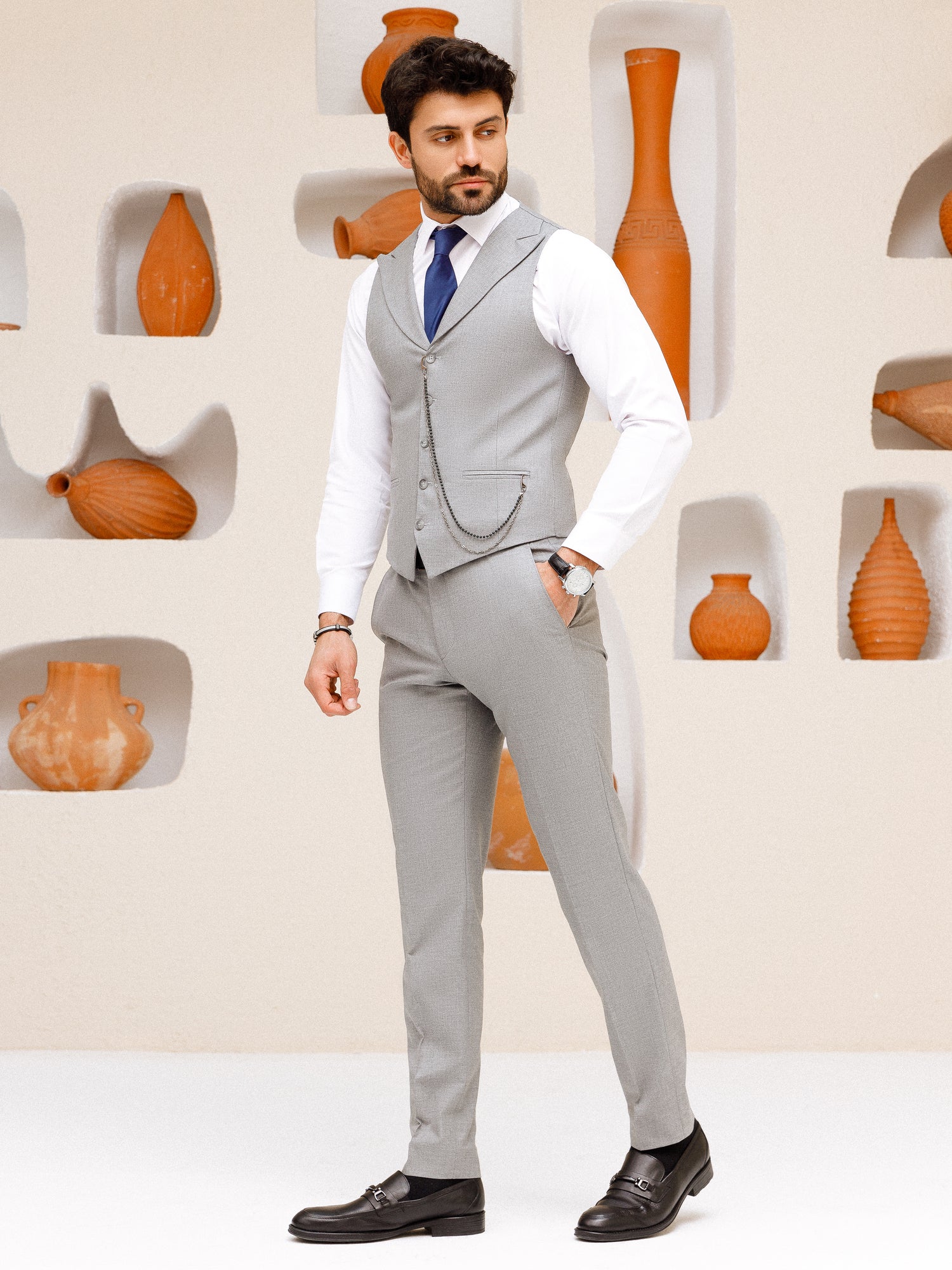 Grey Slim-Fit Suit 3-Piece