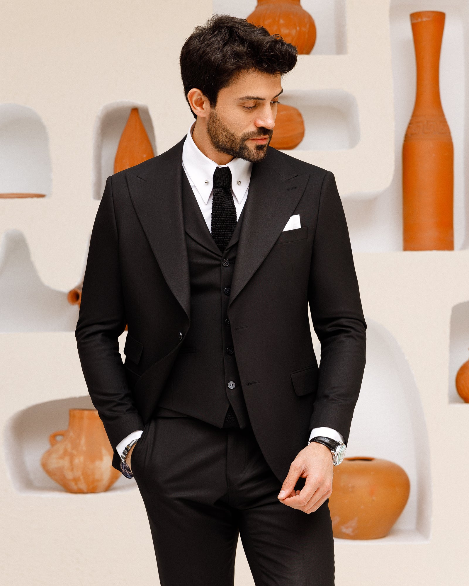 Black Slim-Fit Suit 3-Piece