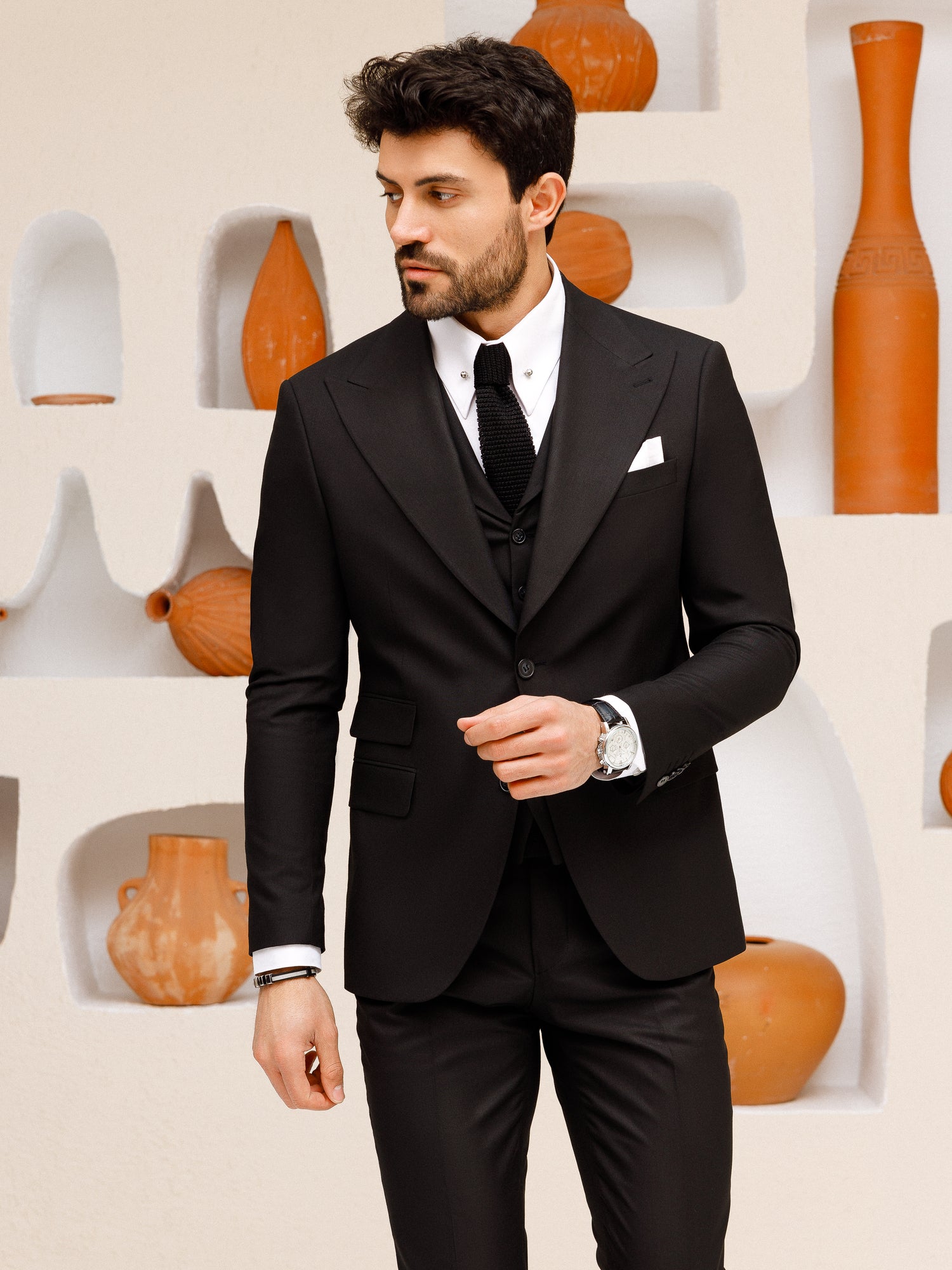 Black Slim-Fit Suit 3-Piece