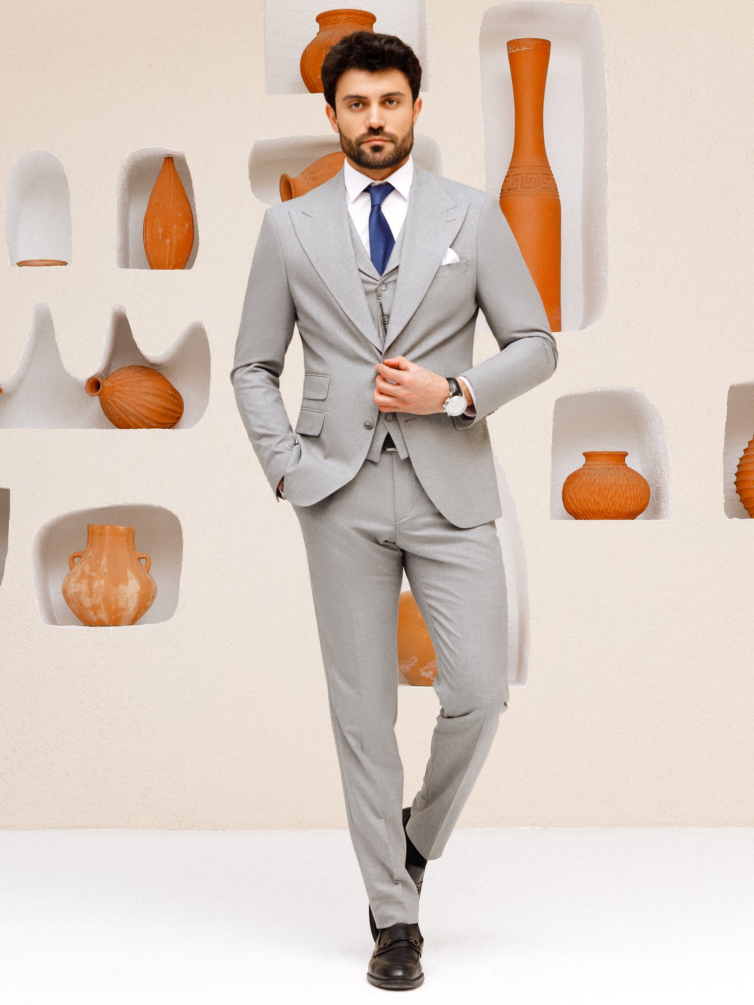 Grey Slim-Fit Suit 3-Piece