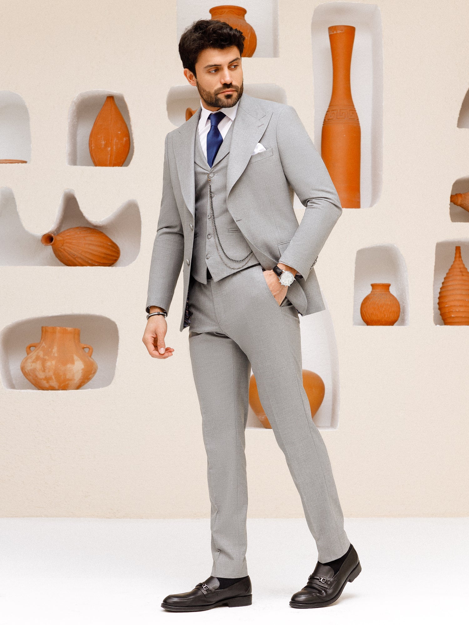 Grey Slim-Fit Suit 3-Piece