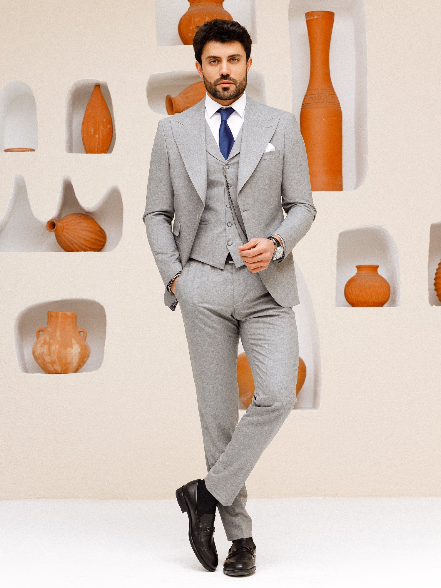 Grey Slim-Fit Suit 3-Piece