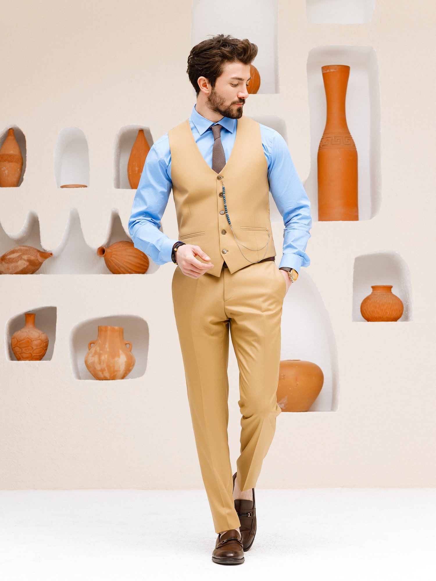 Camel Slim-Fit Suit 3-Piece