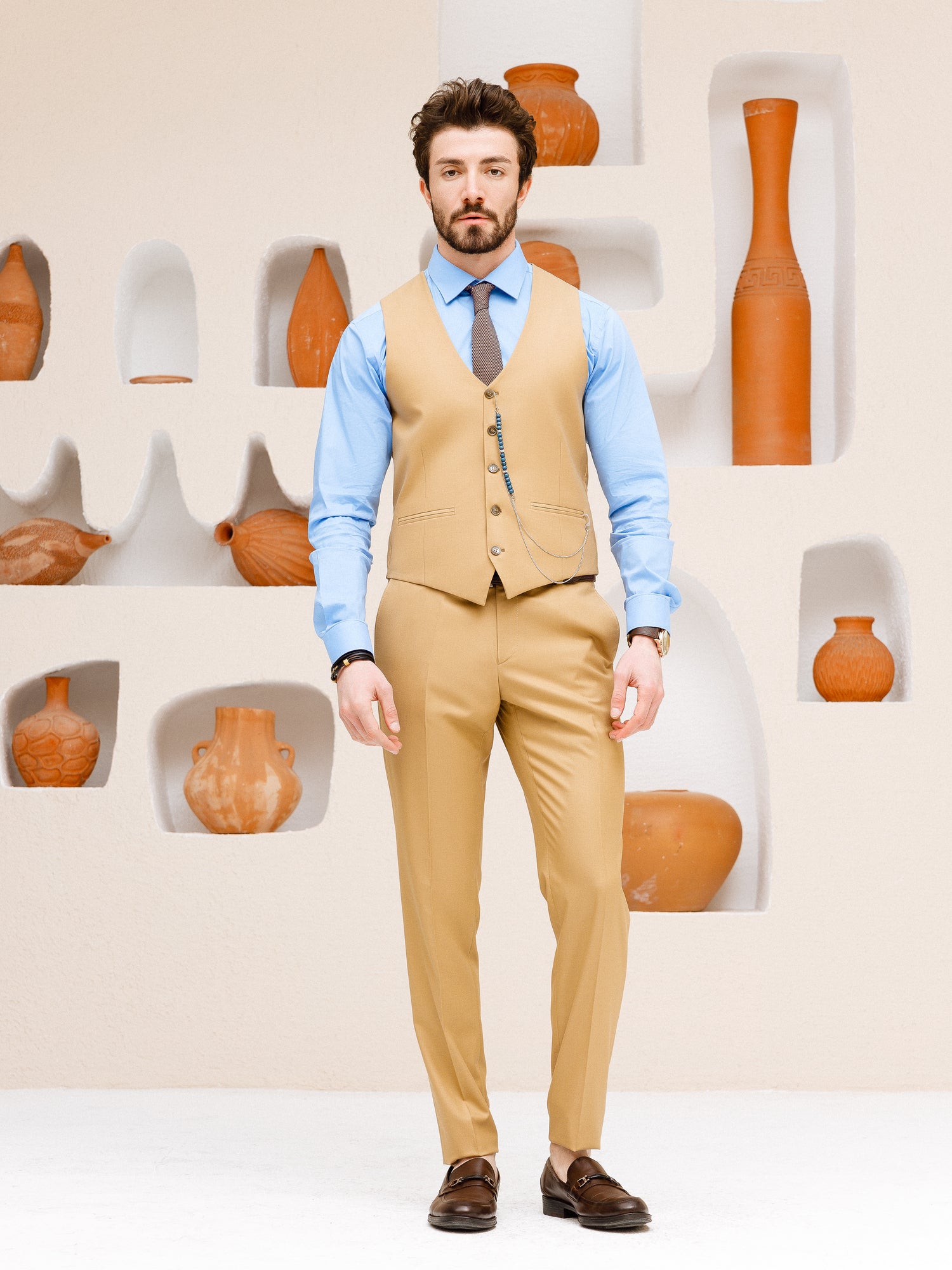 Camel Slim-Fit Suit 3-Piece