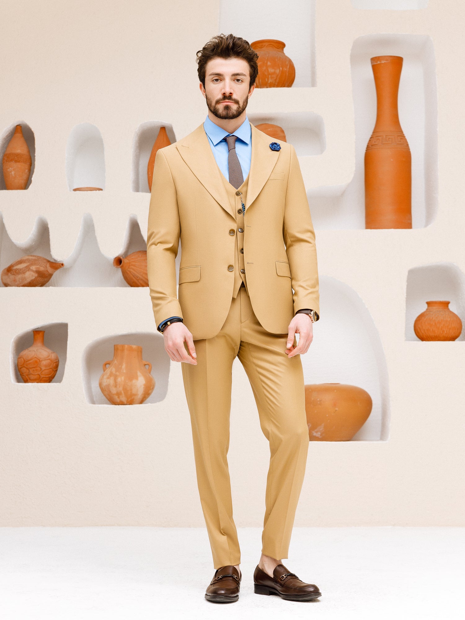Camel Slim-Fit Suit 3-Piece