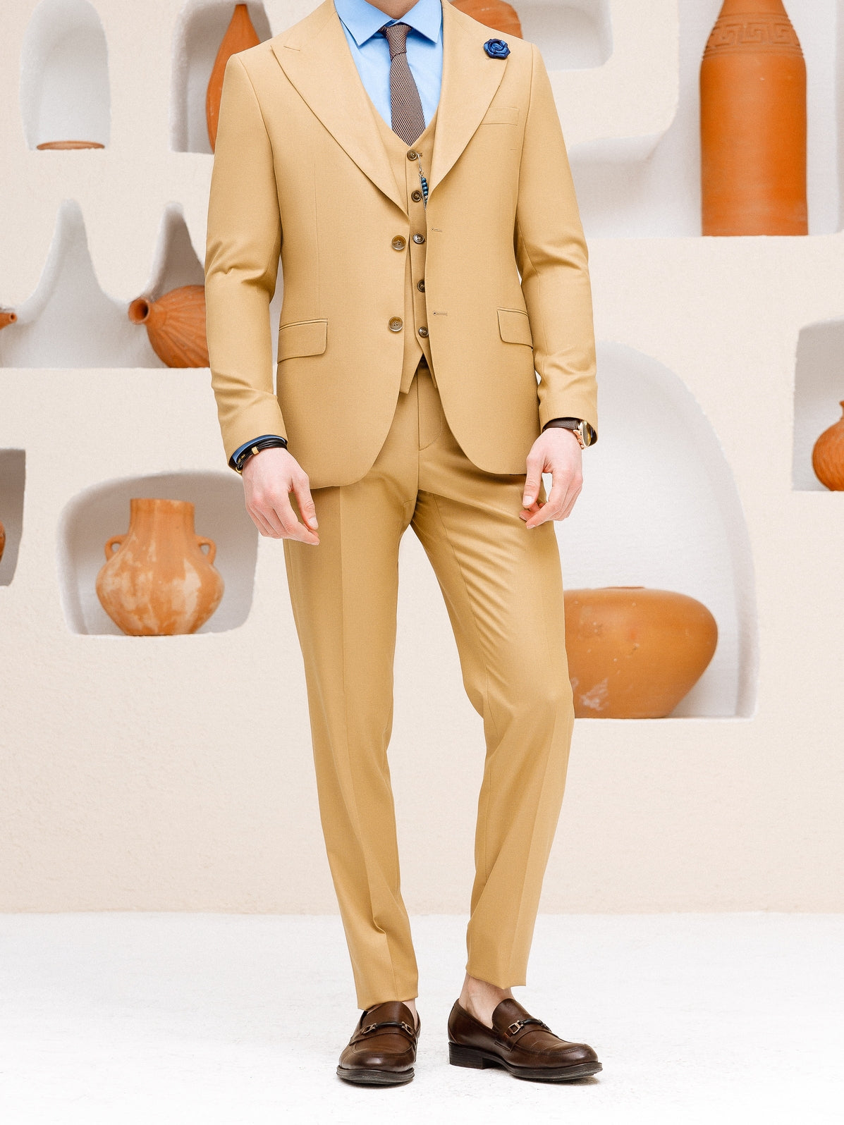 Camel Slim-Fit Suit 3-Piece