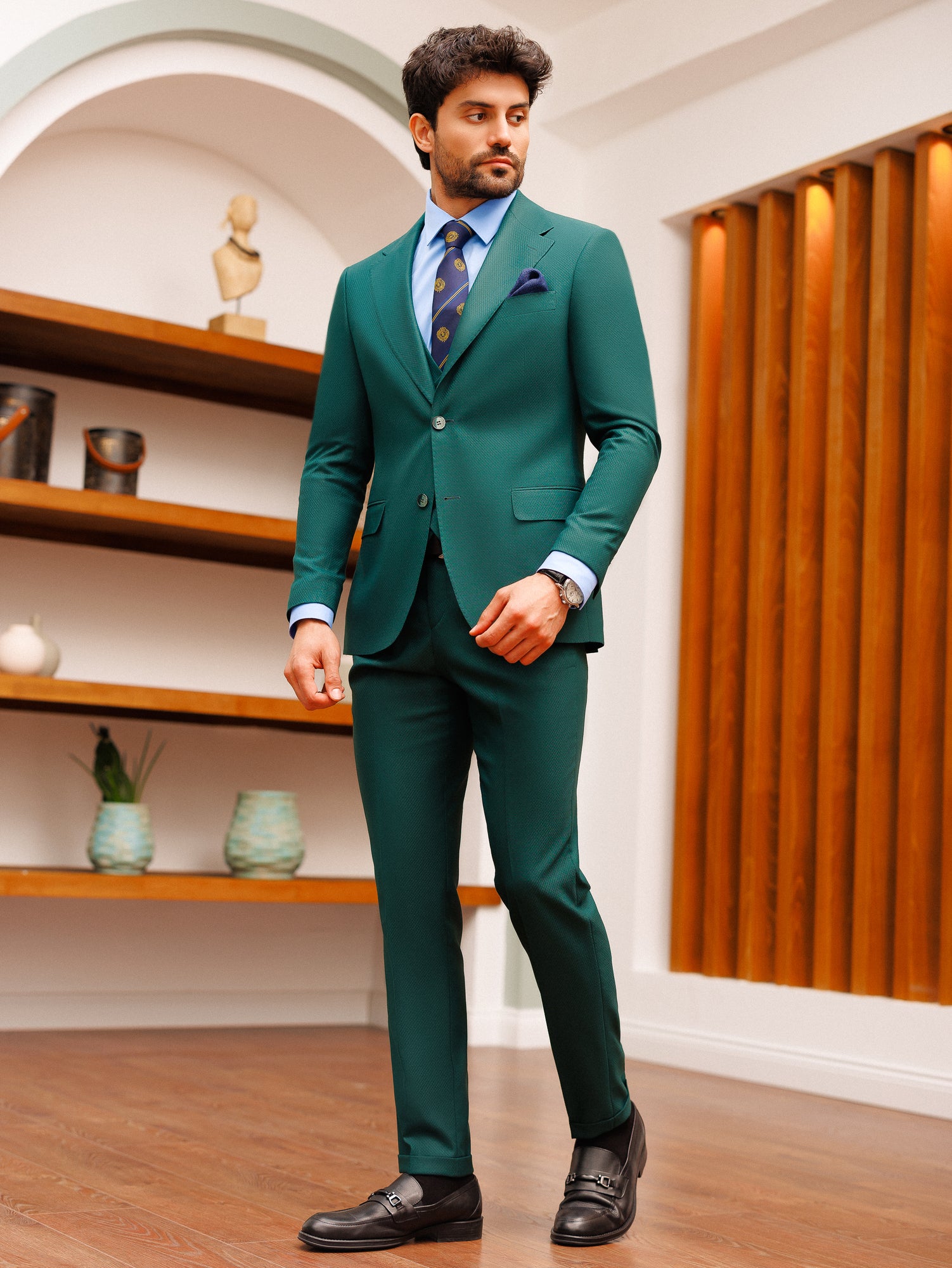 Green Slim-Fit Suit 3-Piece