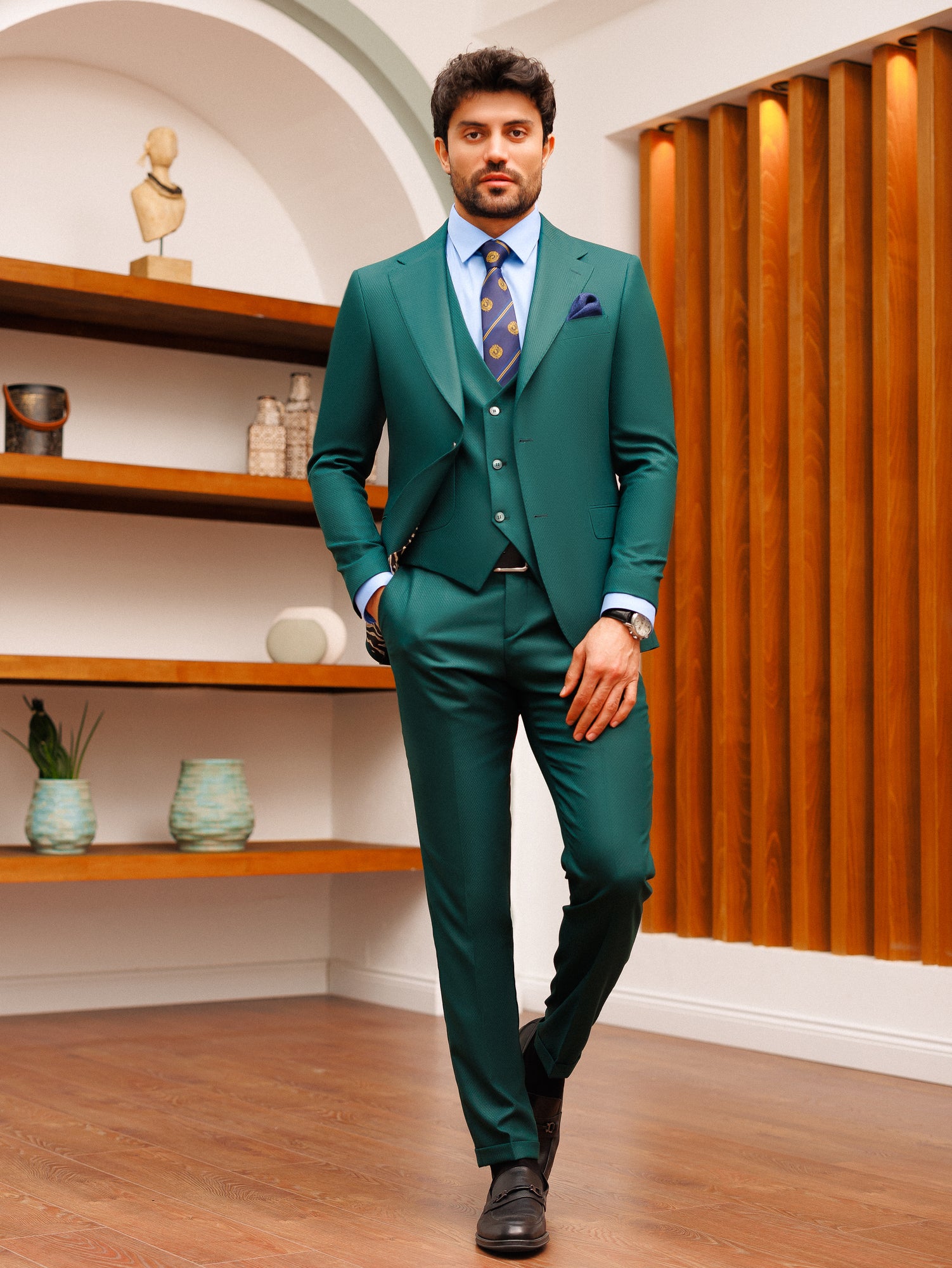 Green Slim-Fit Suit 3-Piece