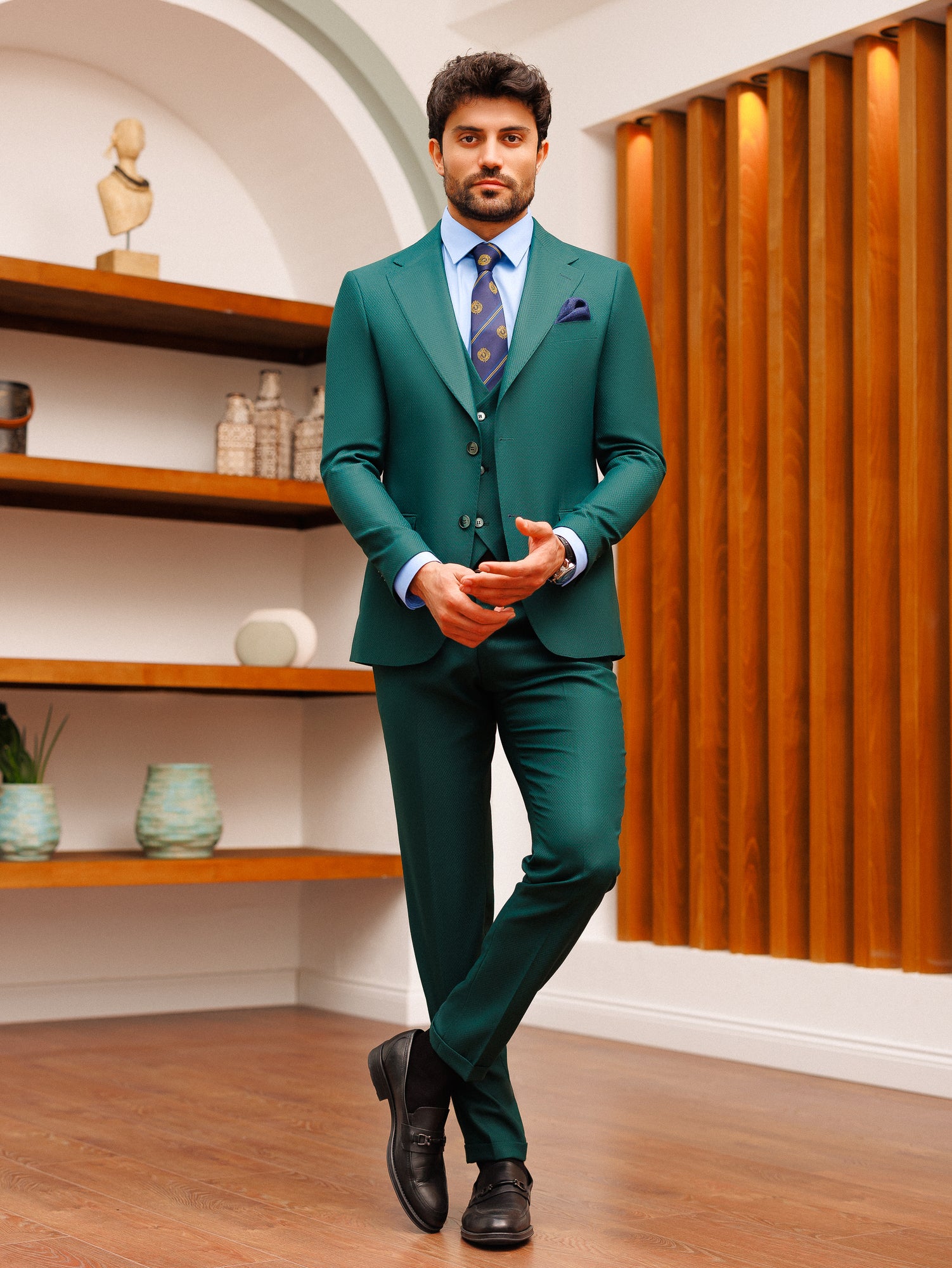 Green Slim-Fit Suit 3-Piece