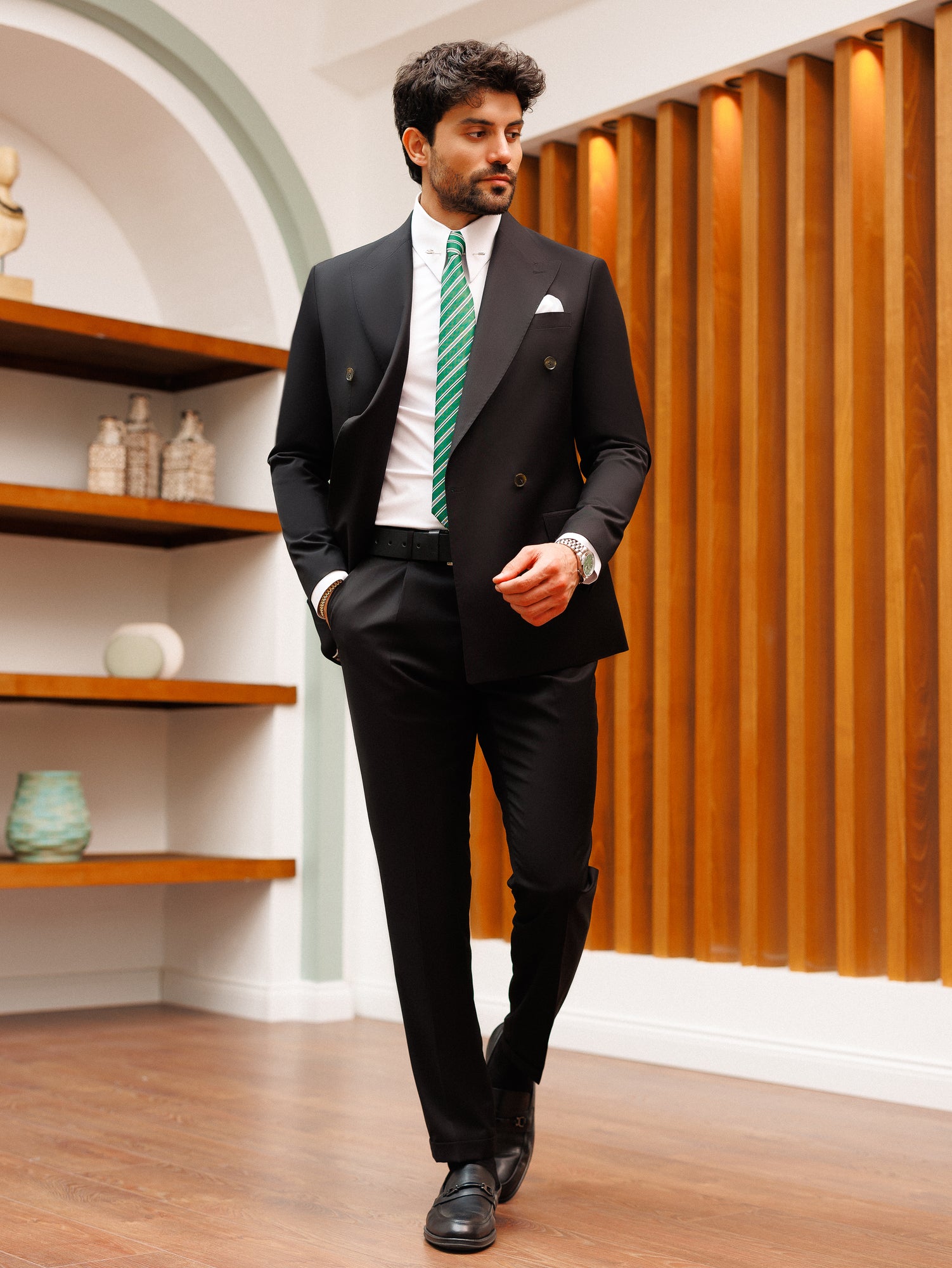 Black Double Breasted Suit 2-Piece