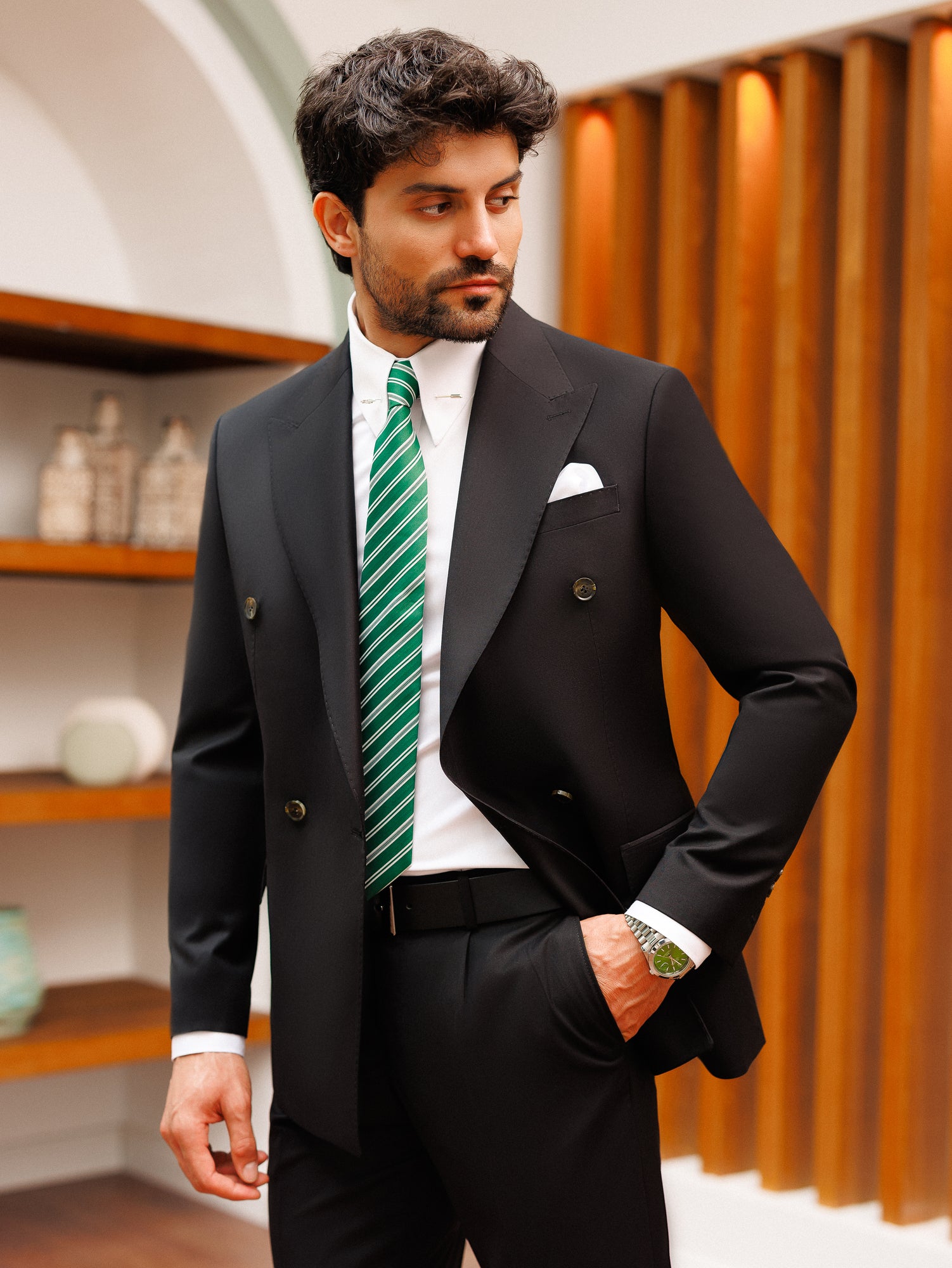 Black Double Breasted Suit 2-Piece