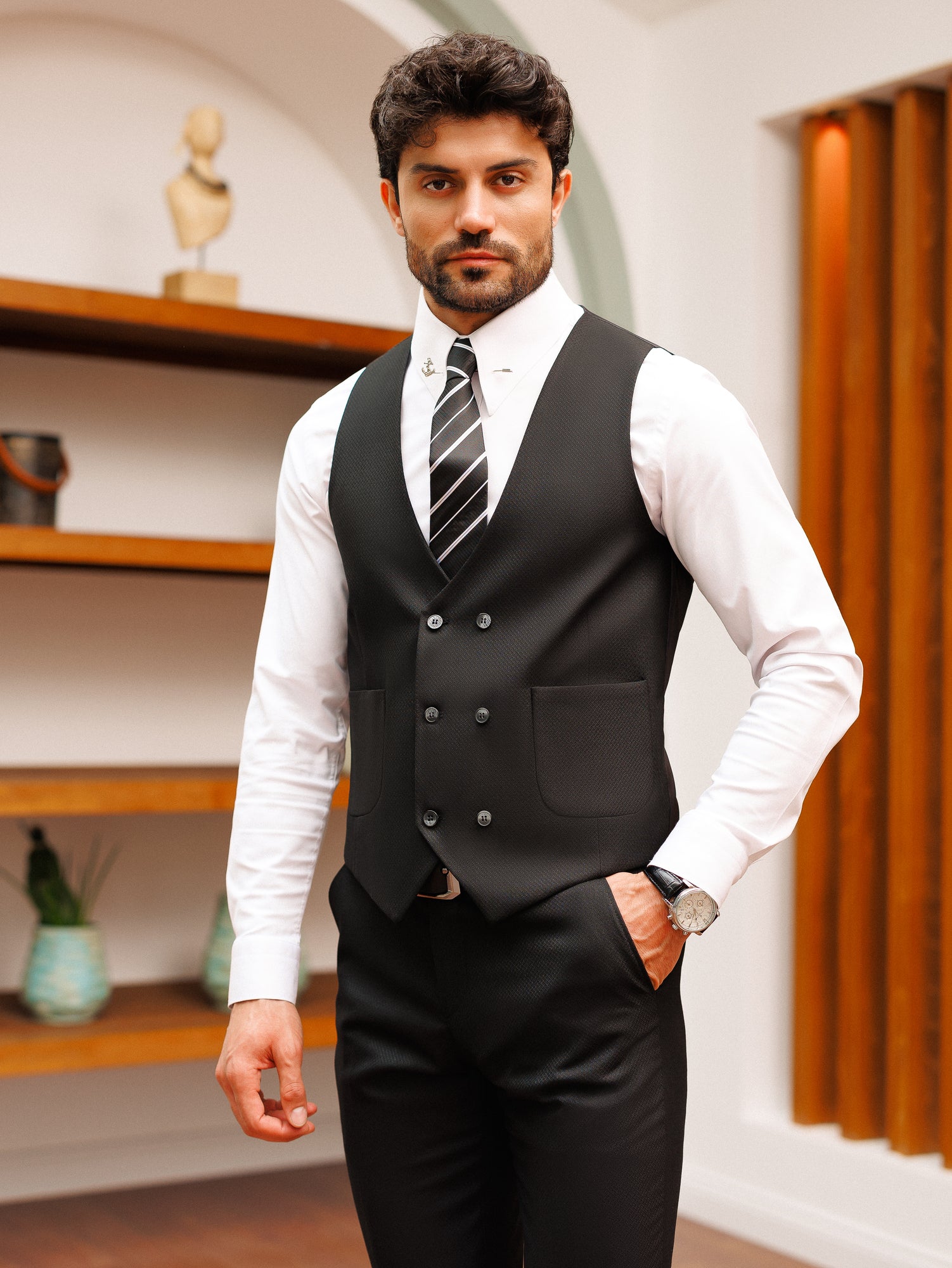 Black Slim-Fit Suit 3-Piece