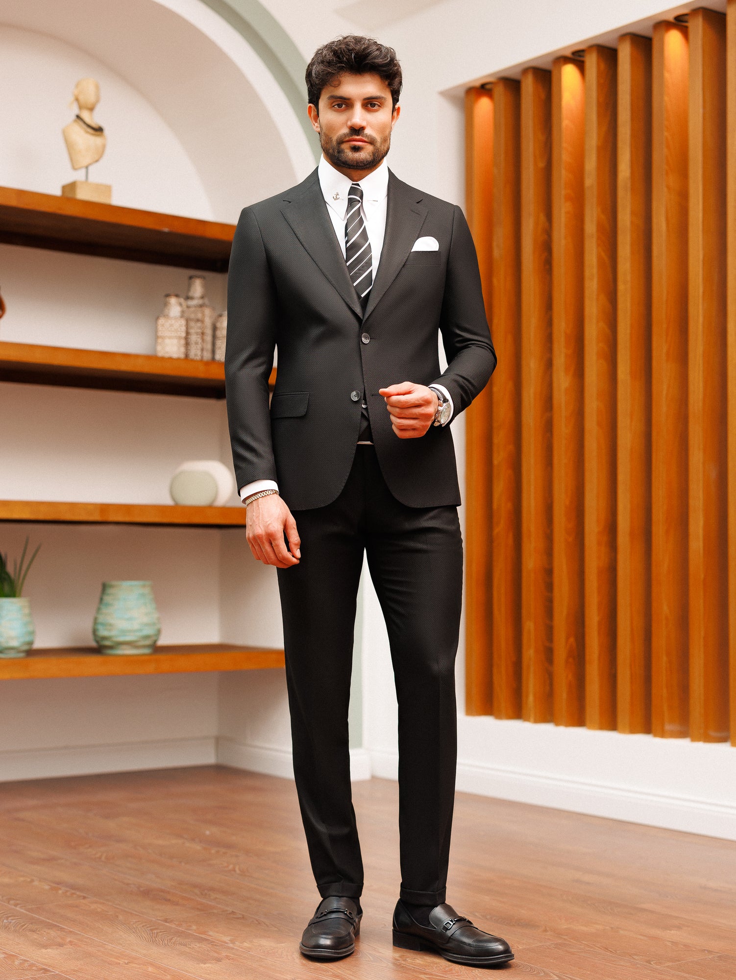 Black Slim-Fit Suit 3-Piece