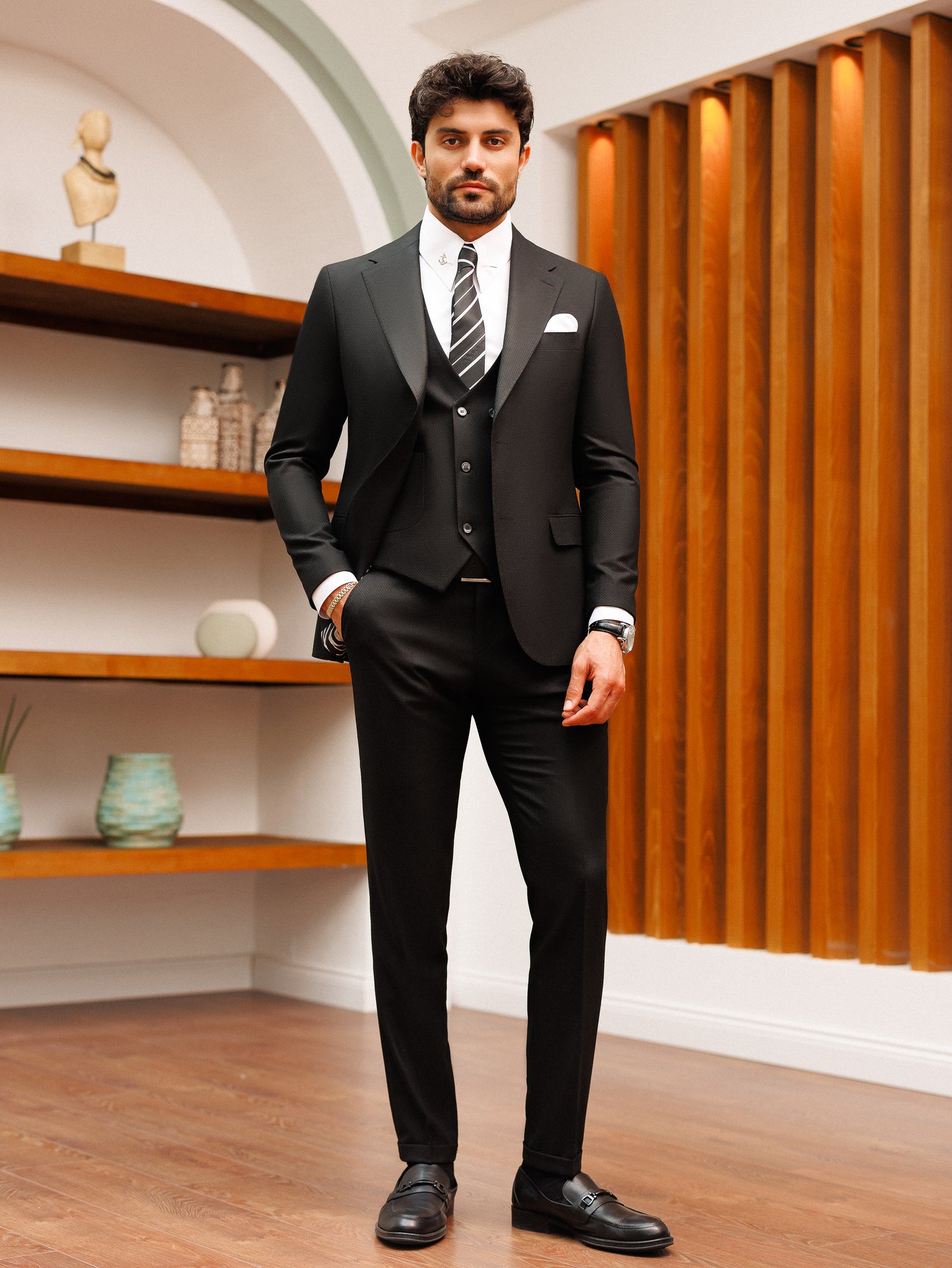 Black Slim-Fit Suit 3-Piece