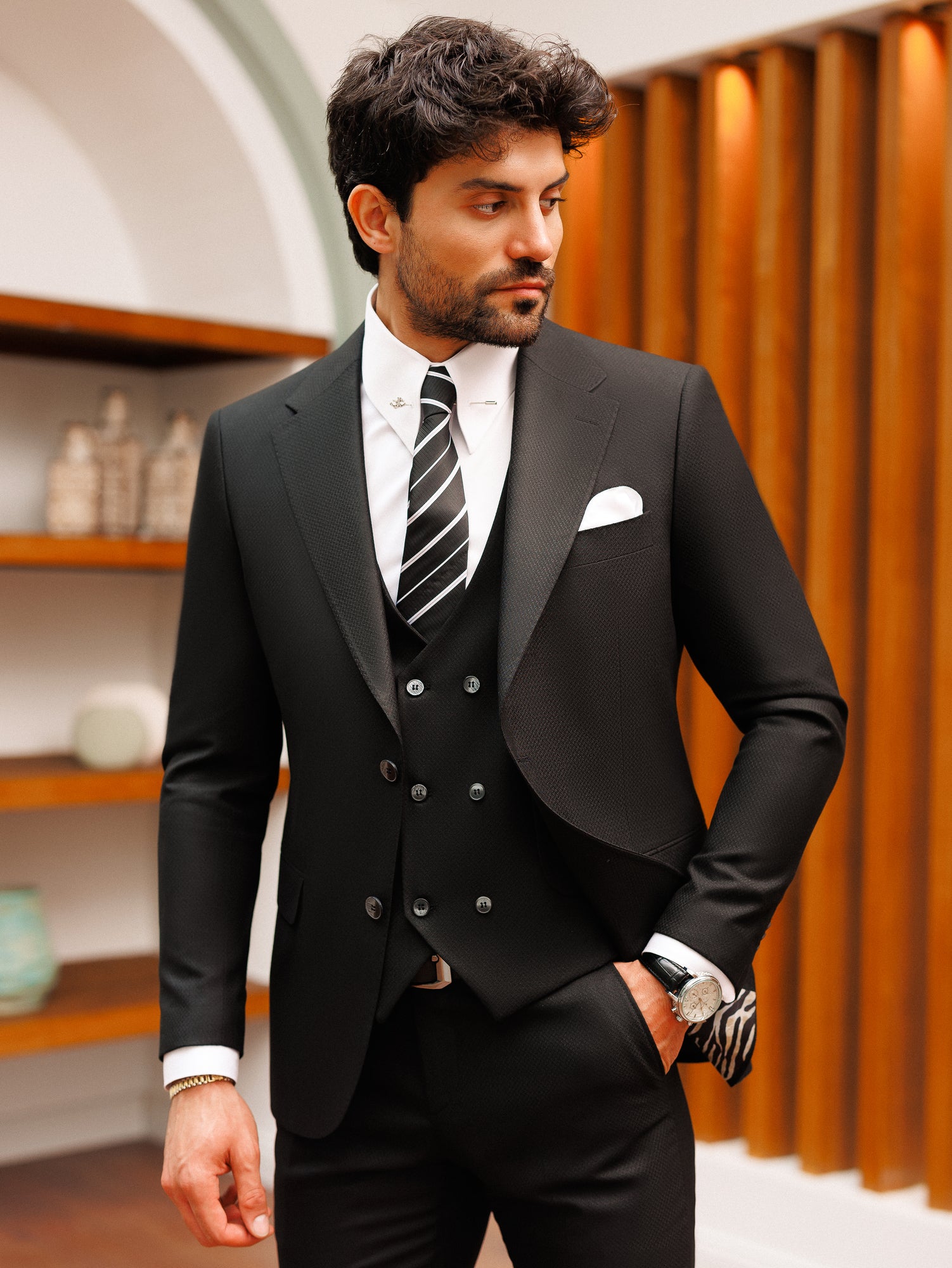 Black Slim-Fit Suit 3-Piece