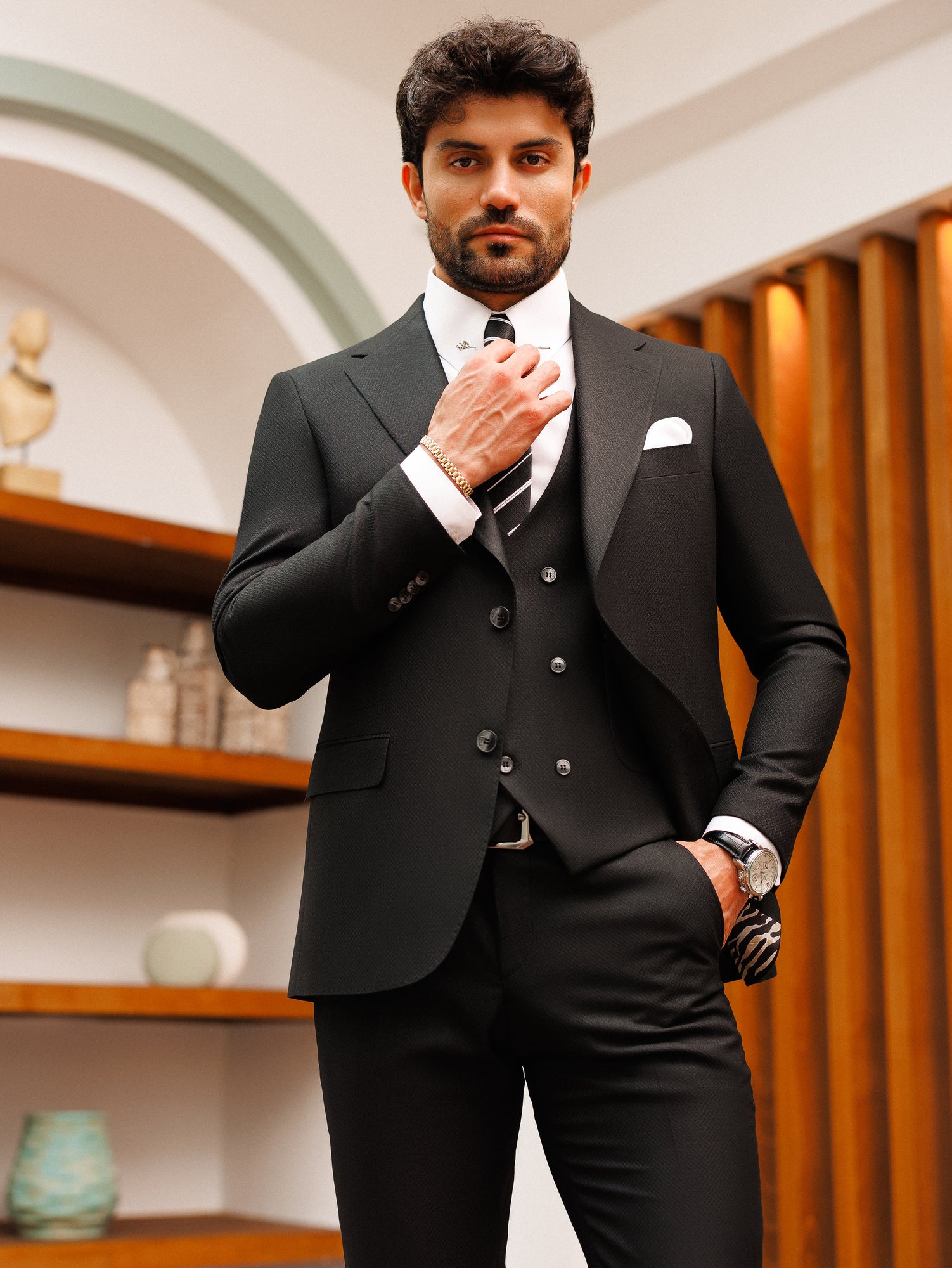 Black Slim-Fit Suit 3-Piece