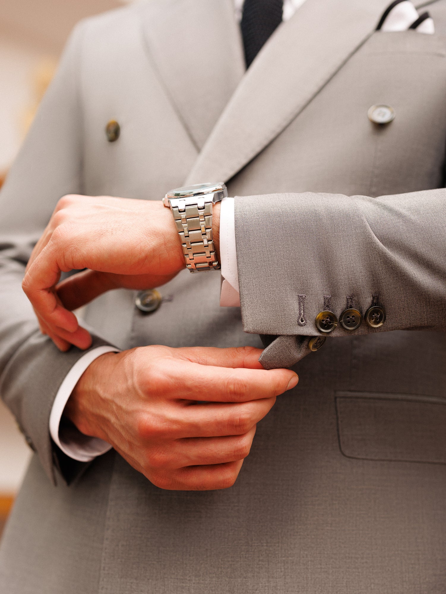 Grey Double Breasted Suit 2-Piece