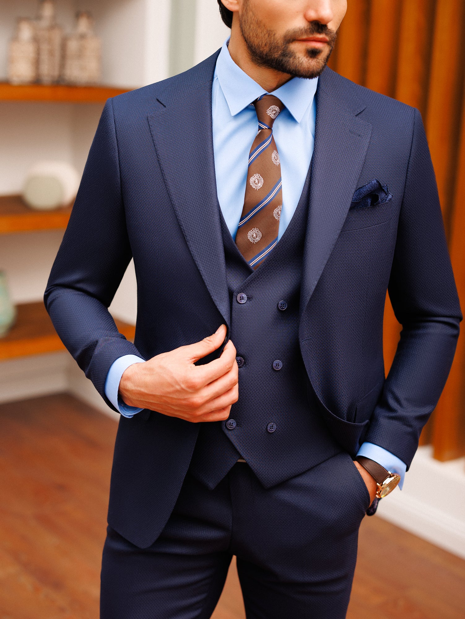 Navy Slim-Fit Suit 3-Piece