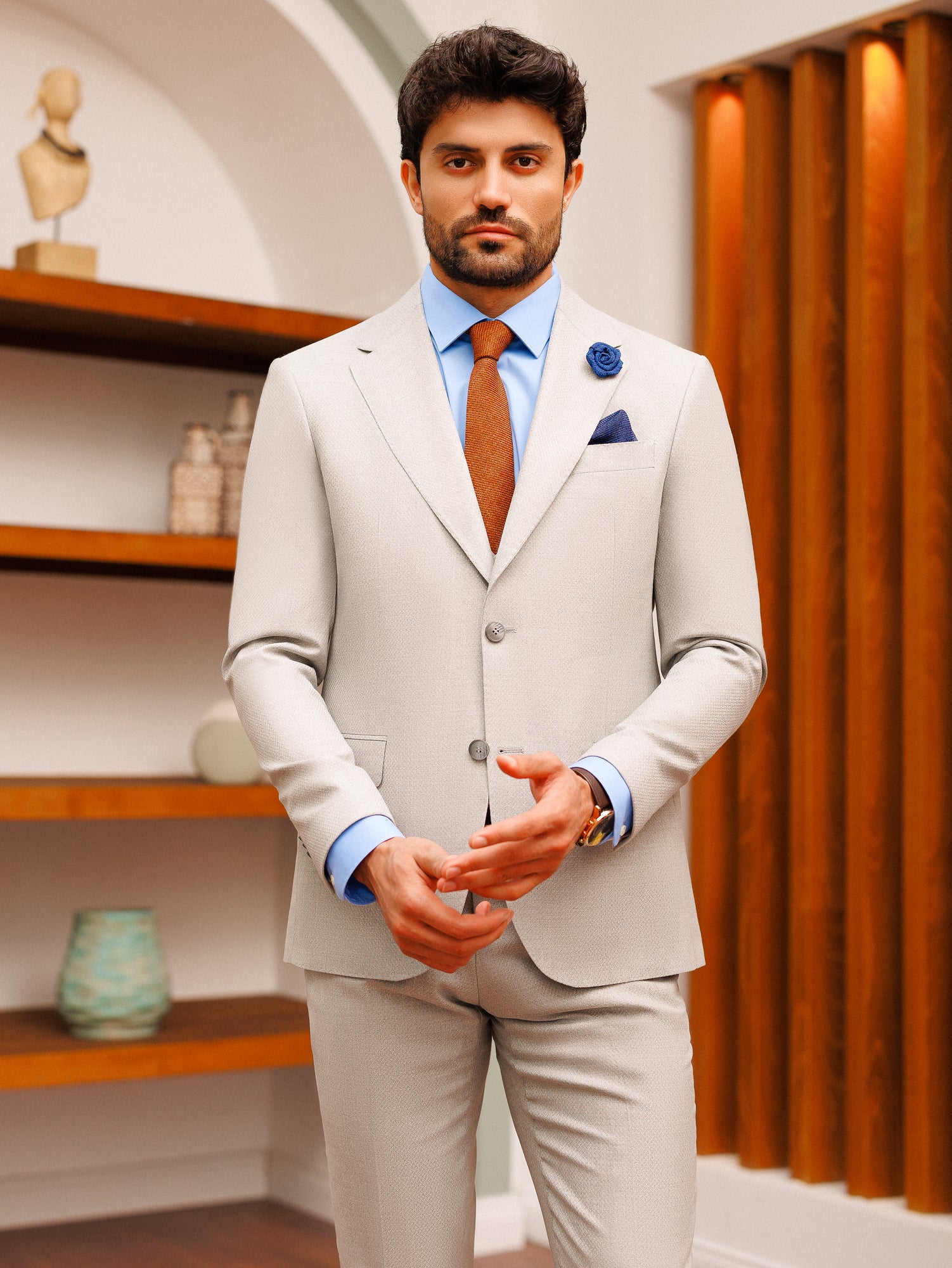 Grey Slim-Fit Suit 3-Piece