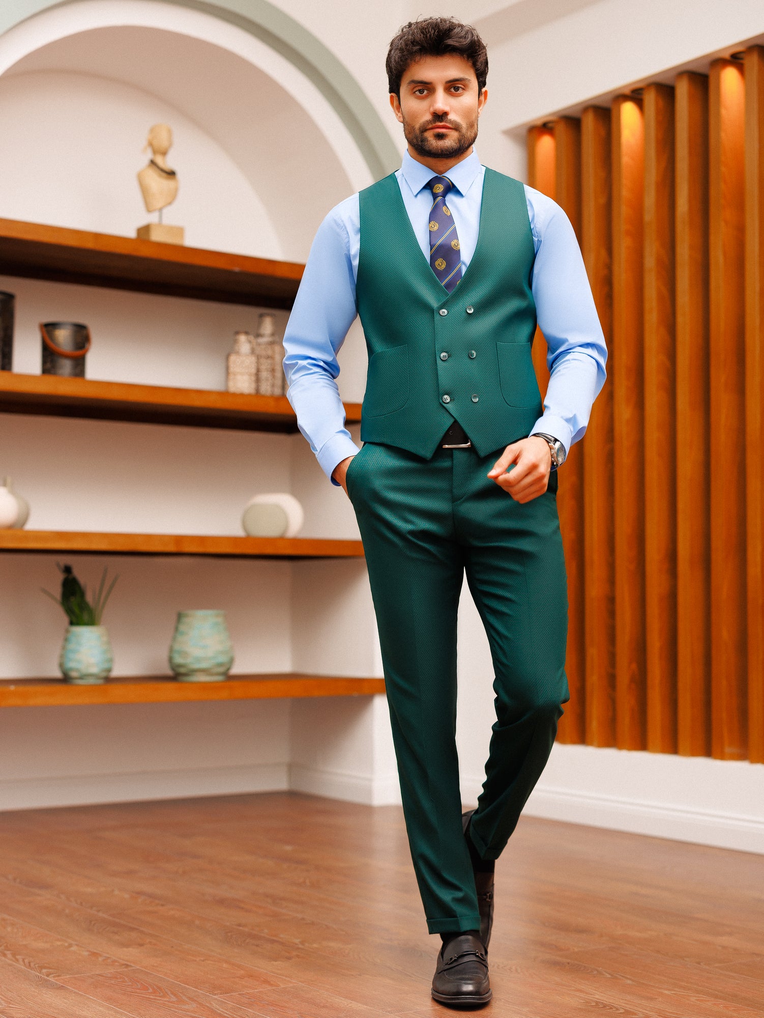 Green Slim-Fit Suit 3-Piece