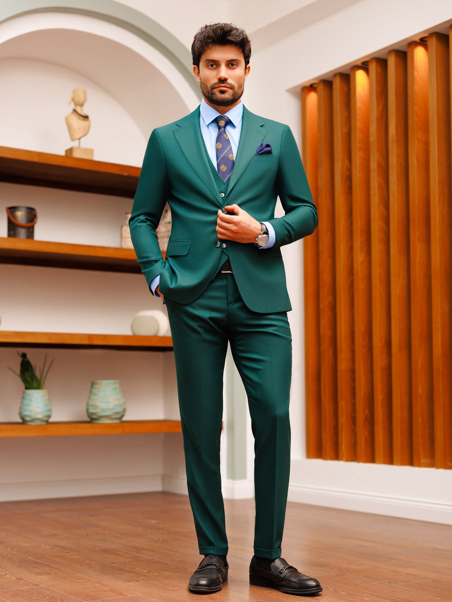 Green Slim-Fit Suit 3-Piece