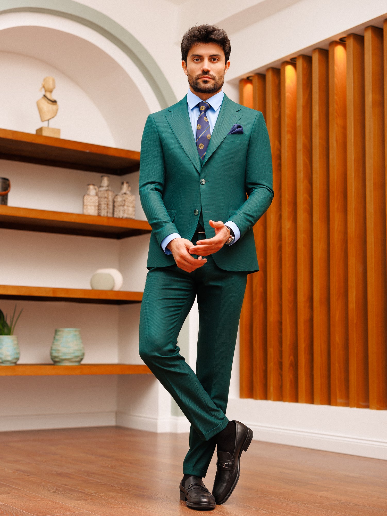 Green Slim-Fit Suit 3-Piece