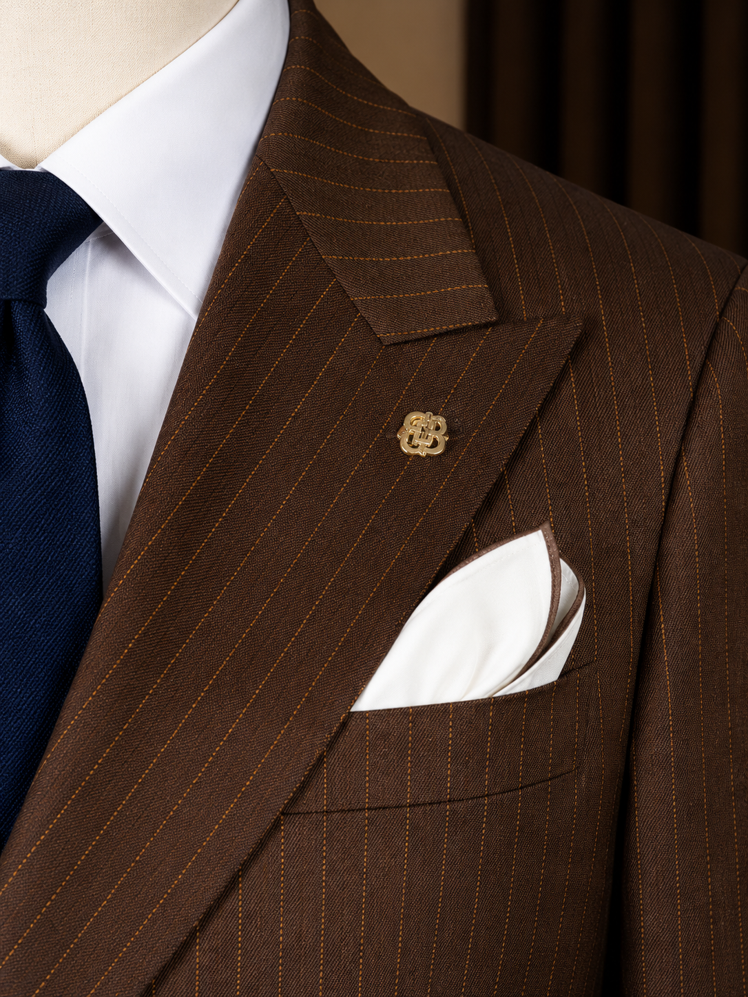 Brown Striped Double Breasted Suit 2-Piece