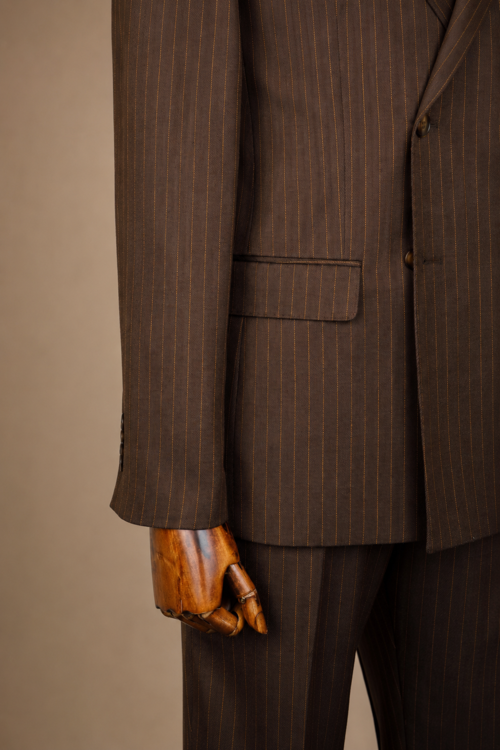Brown Striped Double Breasted Suit 2-Piece