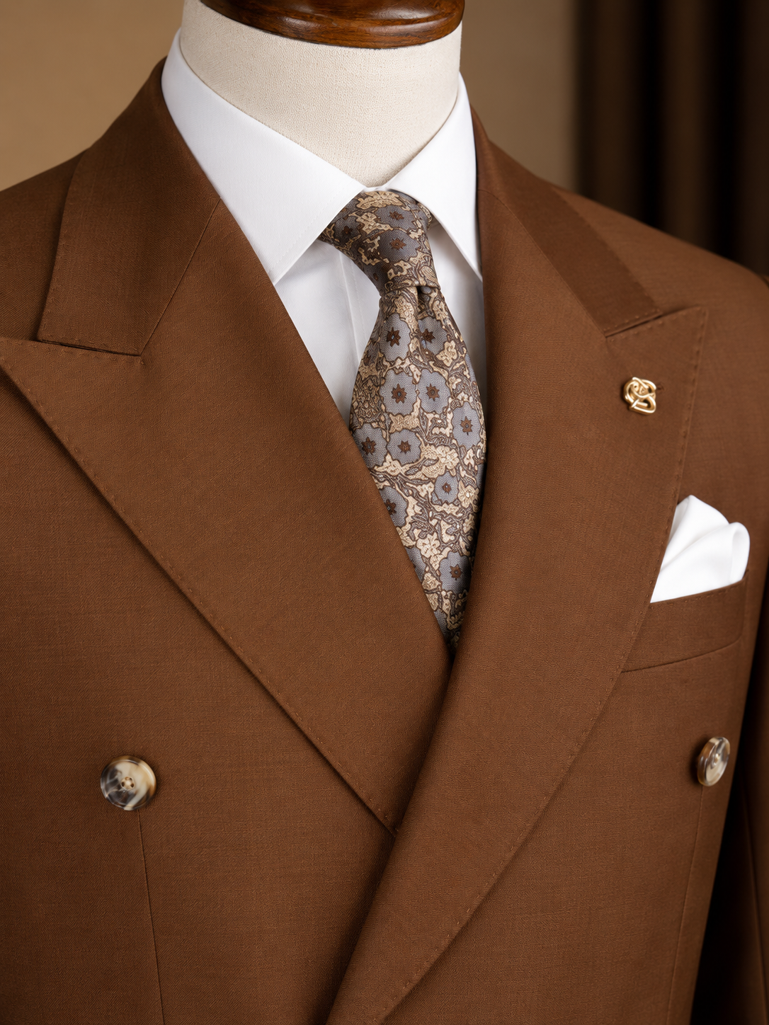 Brown Double Breasted Suit 2-Piece