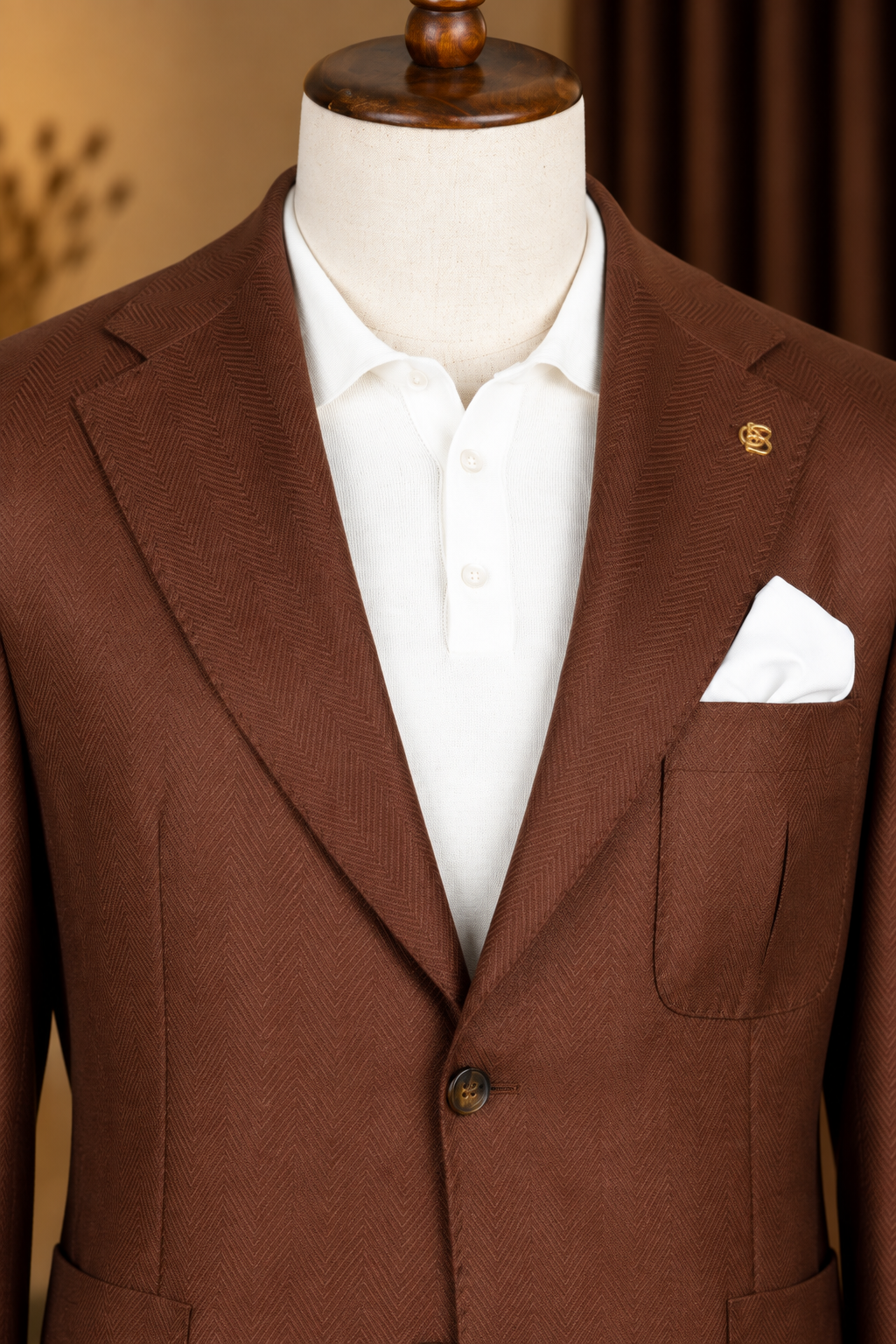 Brown Single Breasted Suit 2-Piece