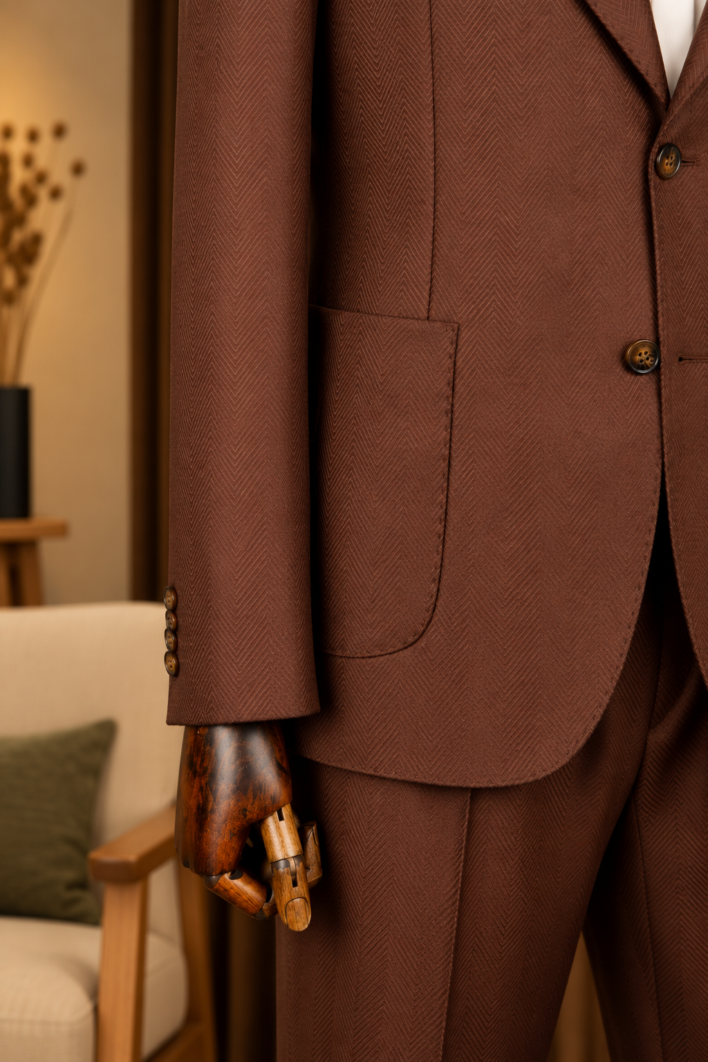 Brown Single Breasted Suit 2-Piece