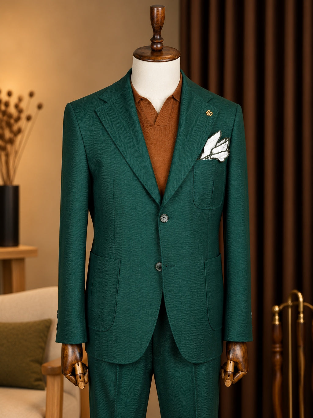 Green Single Breasted Suit 2-Piece