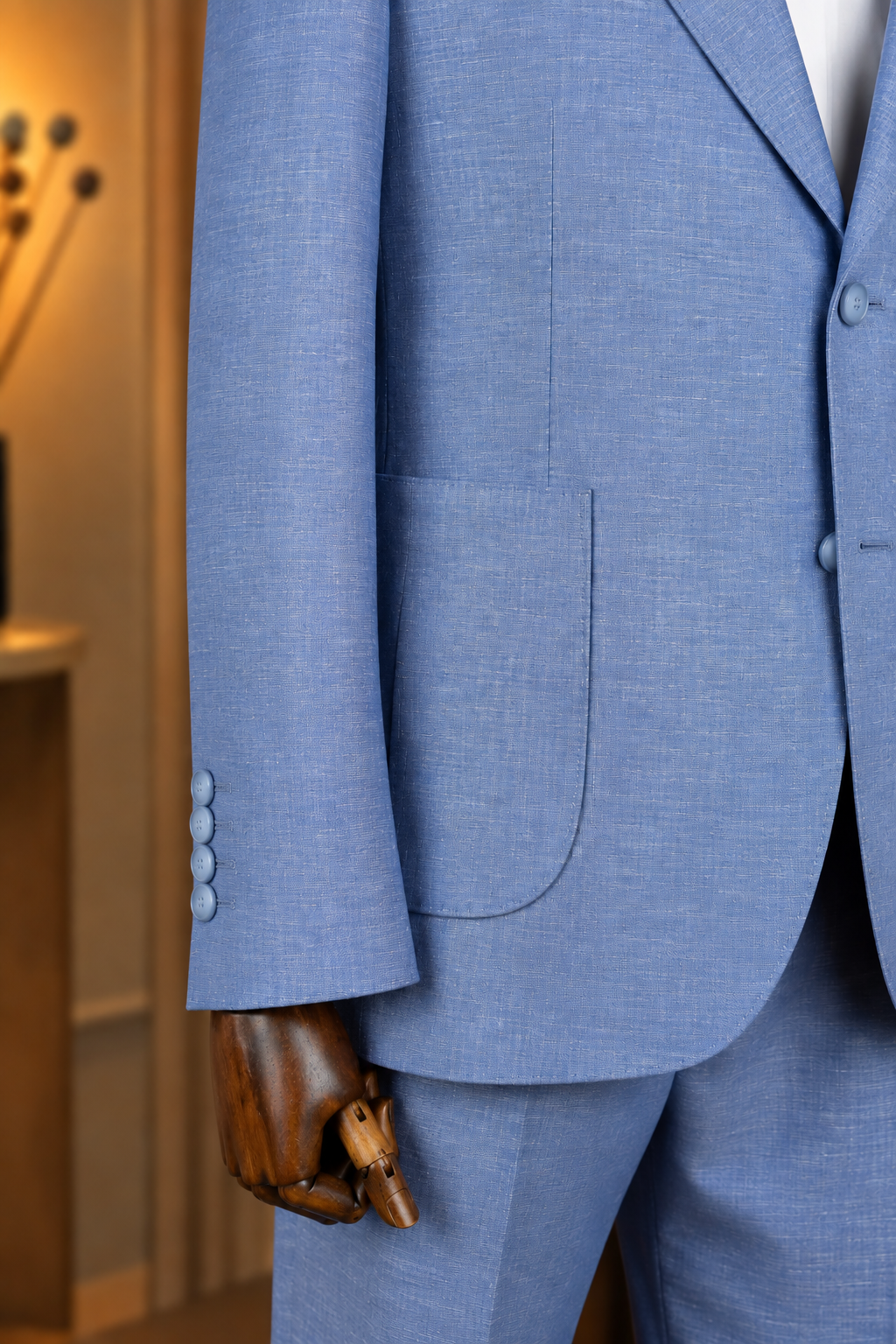 Sky-Blue Single Breasted Suit 2-Piece